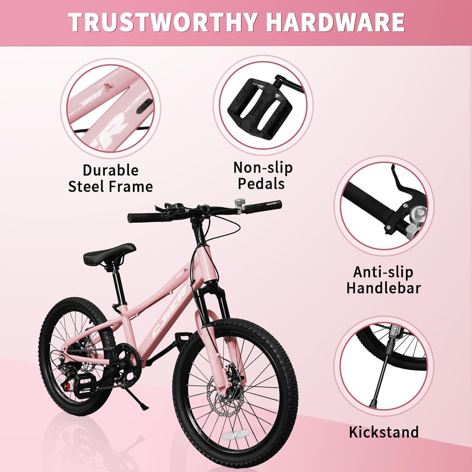 DEYGIA 20 Inch Kids Mountain Bike, Bikes for Boys, 7-Speed with Front Suspension, Dual Disc Brakes & Knobby Tires for Ages 6-14, Multi Color