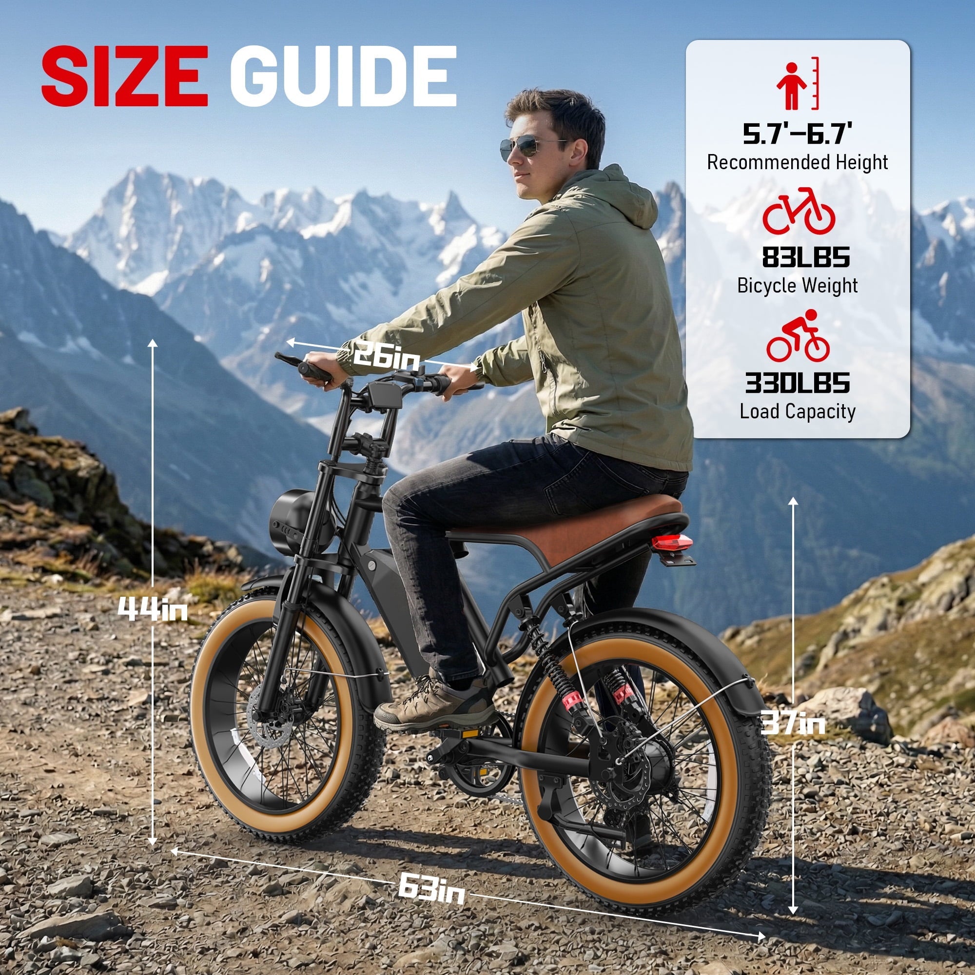 UL2849 Electric Bike for Adults - Peak 2000W Motor, 20x4 Fat Tire,48V/25AH, Full Suspension, 7-Speed