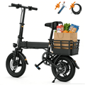 14 Folding Electric Bike for Adults, 500W Commuter Ebike with 350WH Battery, 20MPH & 20 Miles, UL2849, Mini Bicycle with Basket