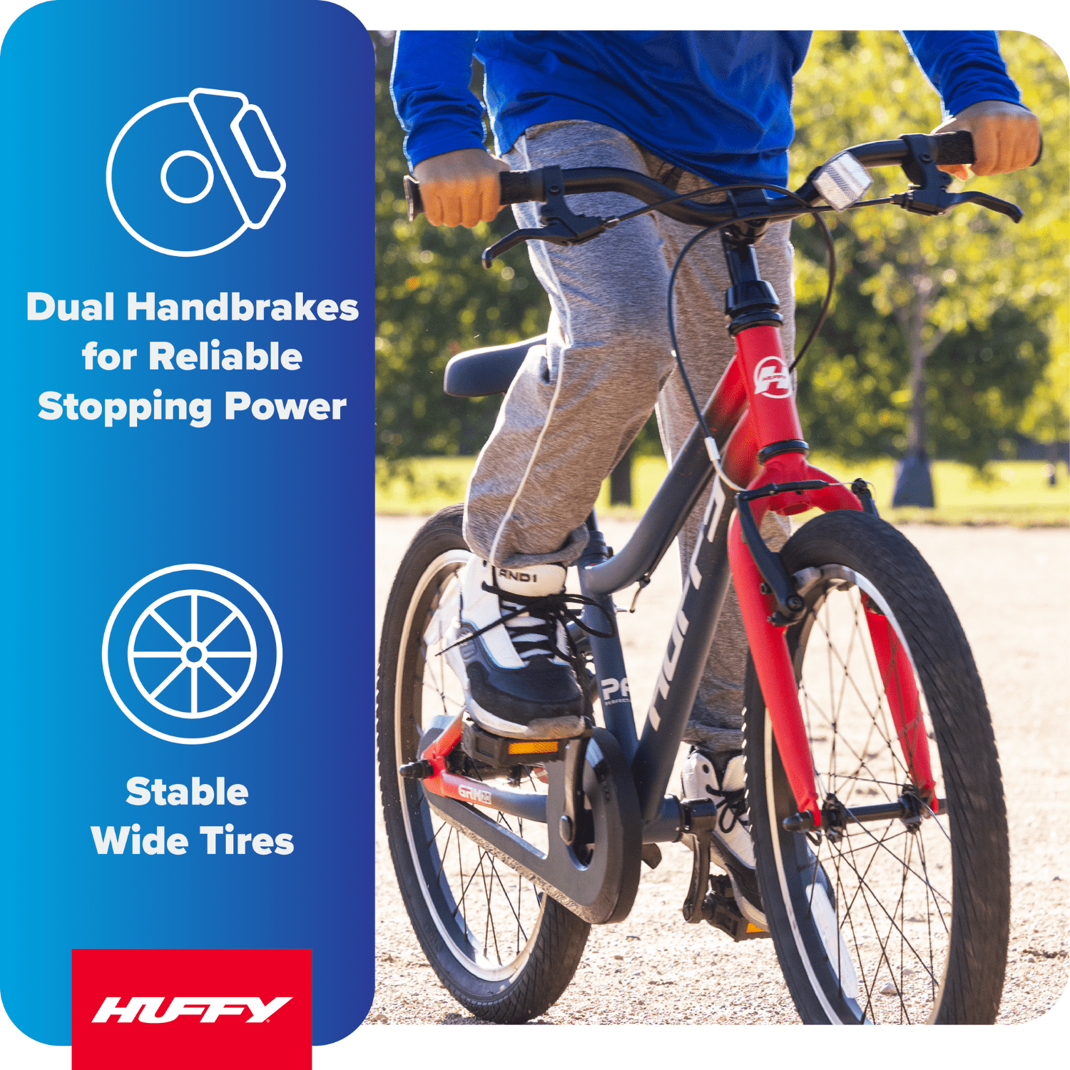 Huffy 20-Inch GRM Kids' Bike, Perfect Fit Frame for a Natural Riding Position, Dual Braking System for Confident Control, Full Chainguard for Safety, Fits Riders 45–52 Tall, Blue