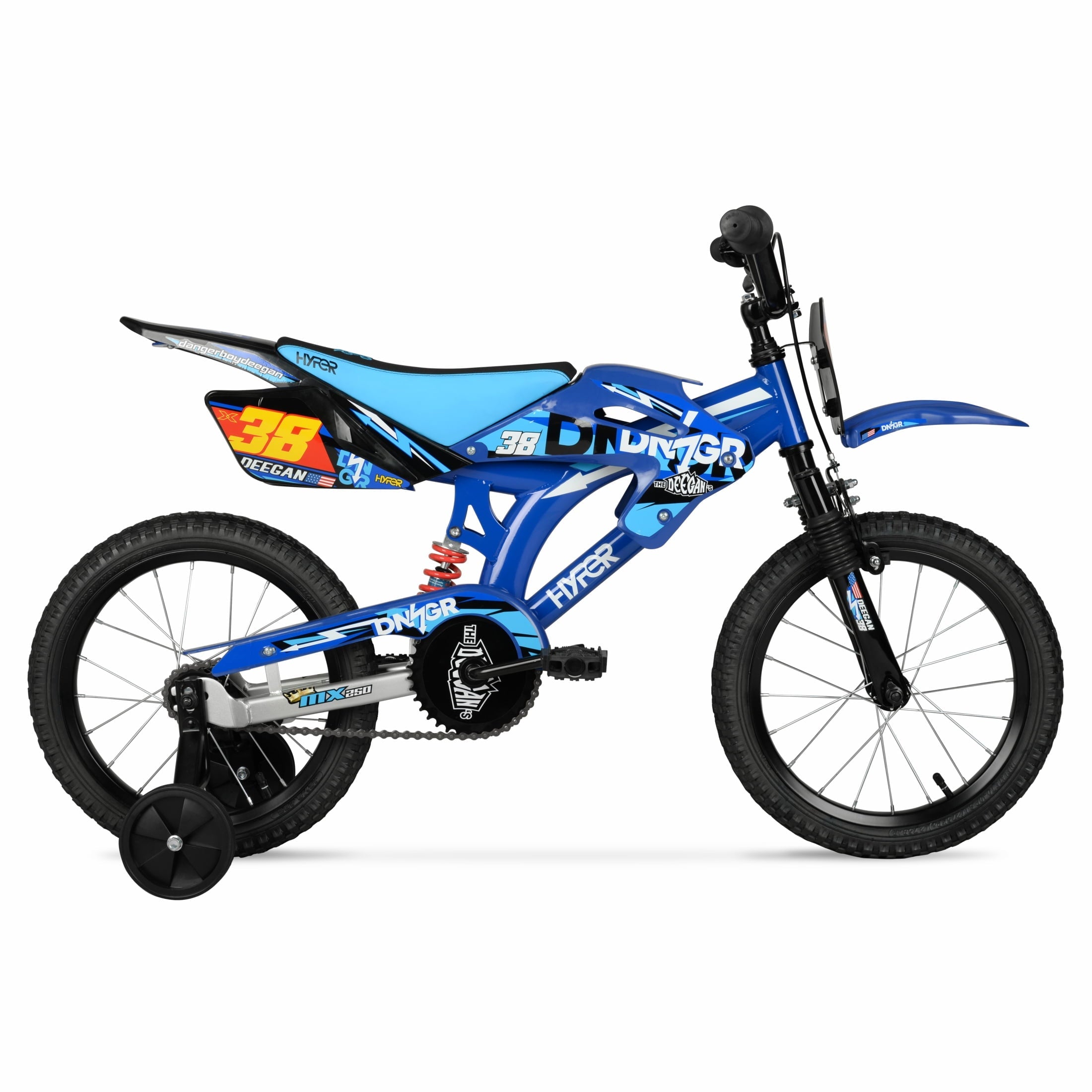 Hyper Bicycles 16 'Danger Boy' Deegan Moto Bike, Children Ages 5-7, Blue