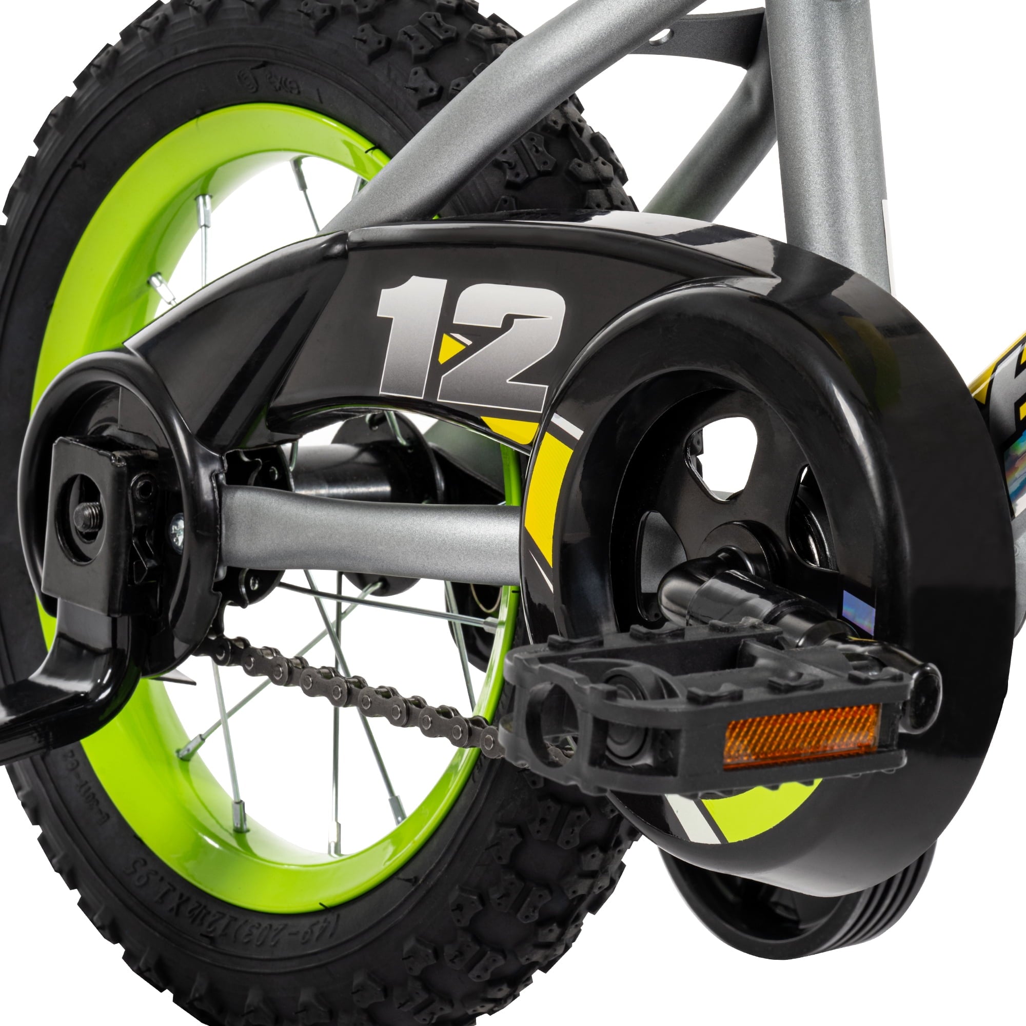Huffy 12 Rock It Kids' Bike, Fits Riders 37 - 42, Gray/Green, Youth, Boys