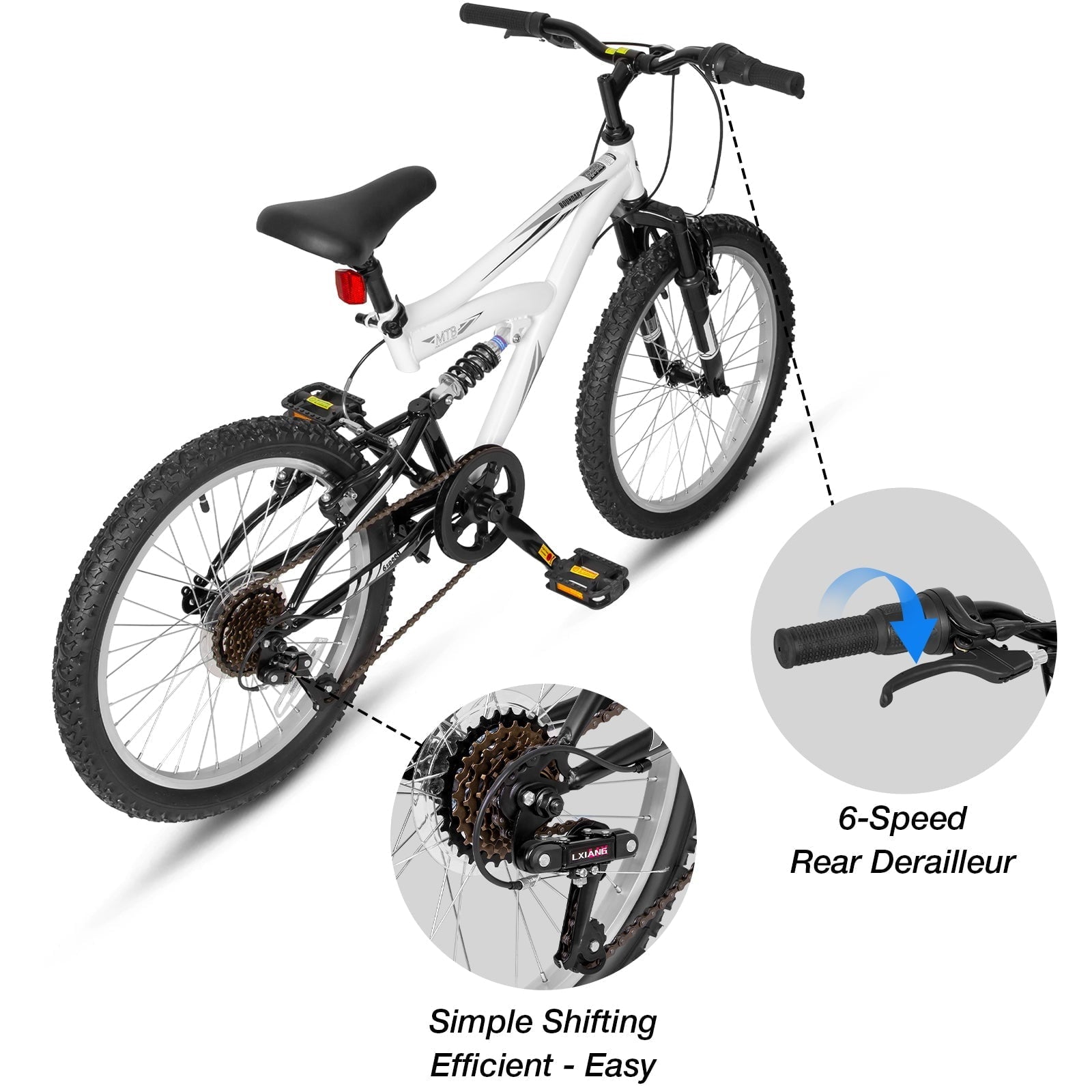 Hykolity Kids Mountain Bike 20 inch MTB Bicycle Age 6-12 Years Height 42-56 in Tween Cycling Full Suspension Sport Outdoor Bikes - Matte Black
