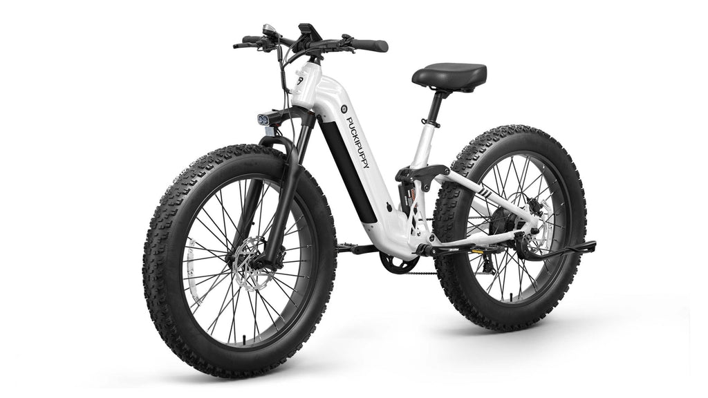 PUCKIPUPPY Electric Bikes for Adults 26 Step-Thru Ebikes 960W Peak Motor 80Miles Range 28mph Max Speed 48V 20AH Battery Full Suspension Fat Tire Mountain E Bike 7 Speed, Comply with UL2849 By SGS