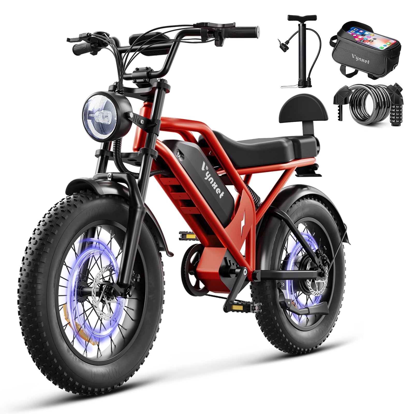 1500W Electric Bike, 20 Fat Tire E-Mountain Bikes, 48V 18Ah 32MPH Ebike for Adults Full Suspension UL2849, All-Terrain E-Bike, Orange