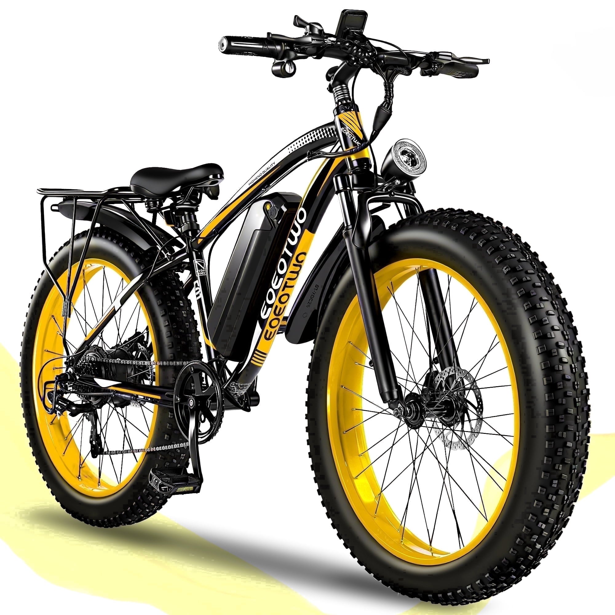 EOEOTWO 26'' Fat Tire Electric Mountain Bike for Adults, 1500W 48V 15Ah Battery, 60Miles Long Range, 34MPH High-Speed  Cruiser Ebike, All-Terrain Bicycle with Front Suspension & LED Display UL2849