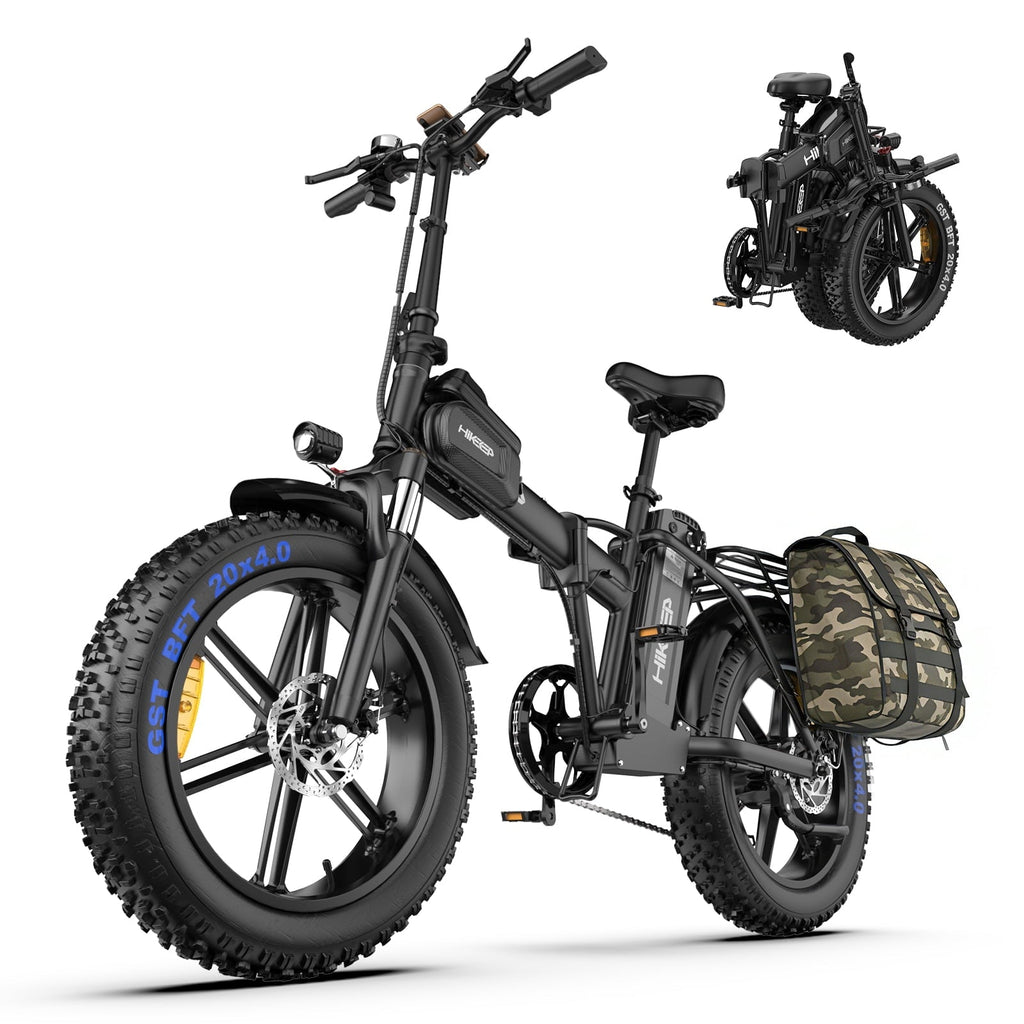 1500W Peak Folding Electric Bike for Adults, 48V 25Ah UL 2849 Certified Battery, 20x4 Fat Tire E-Mountain Bicycle, Shimano 7-Speed, Rear Rack, Up to 30MPH, Black