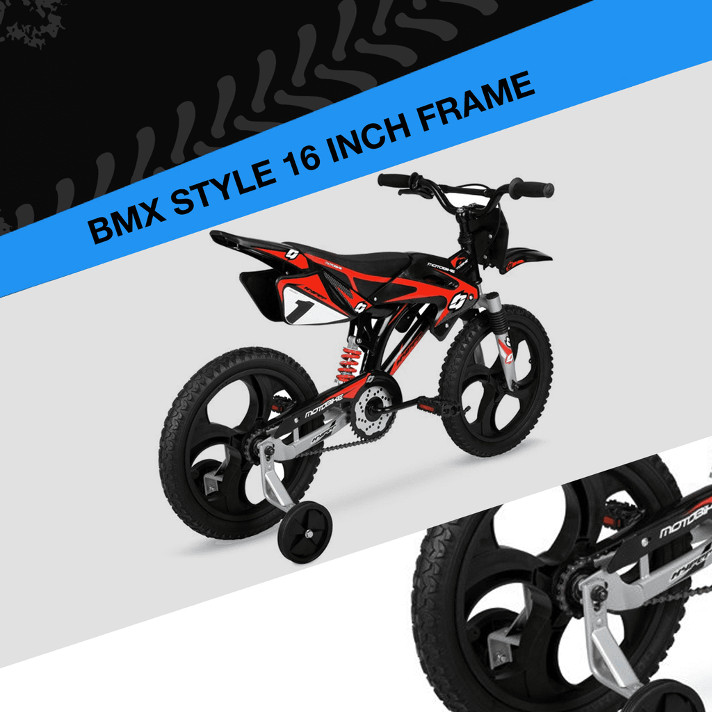 Hyper Bicycles 16 Moto Bike, Children Ages 5-7, Black/Red
