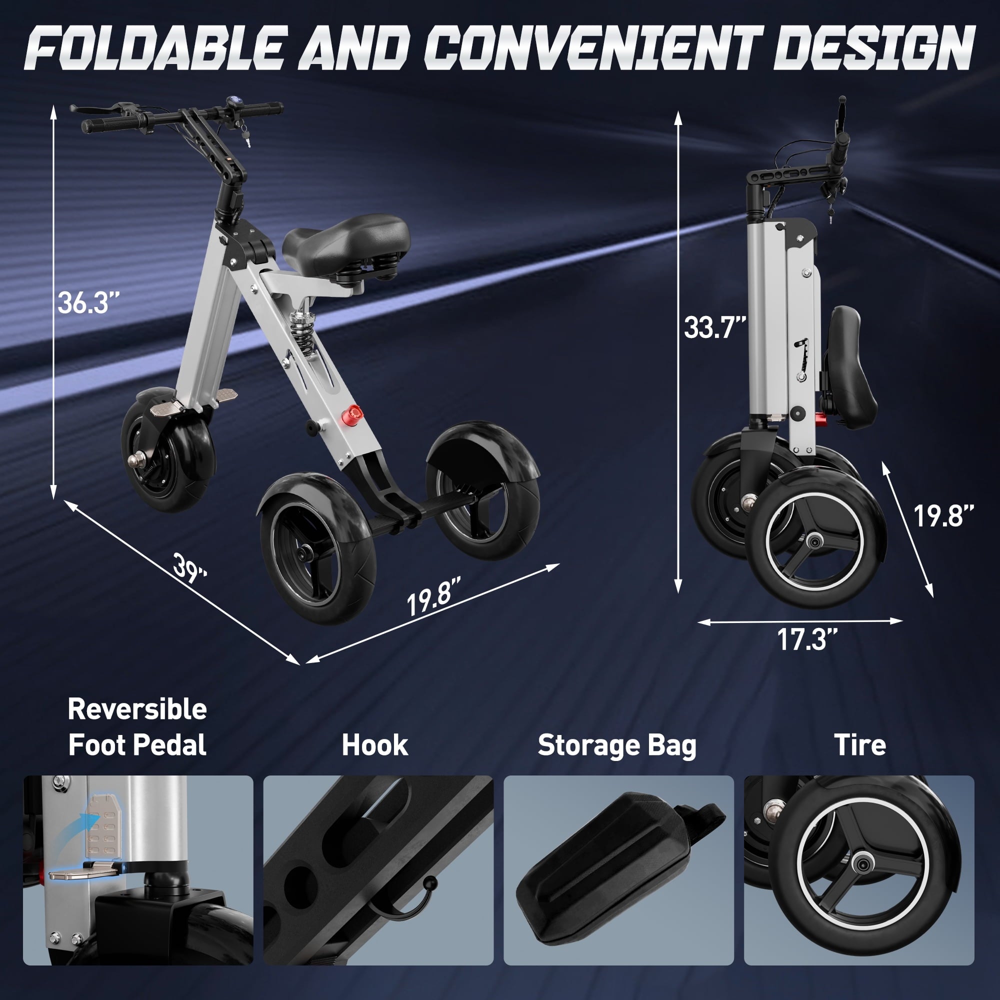 Skeri Electric Scooter Bike for Adults, 26x4 Fat Tire Full Suspension E-Mountain Bicycle,750W (Peak 1200) Motor 48V 20Ah 7-Speed Ebike UL2849