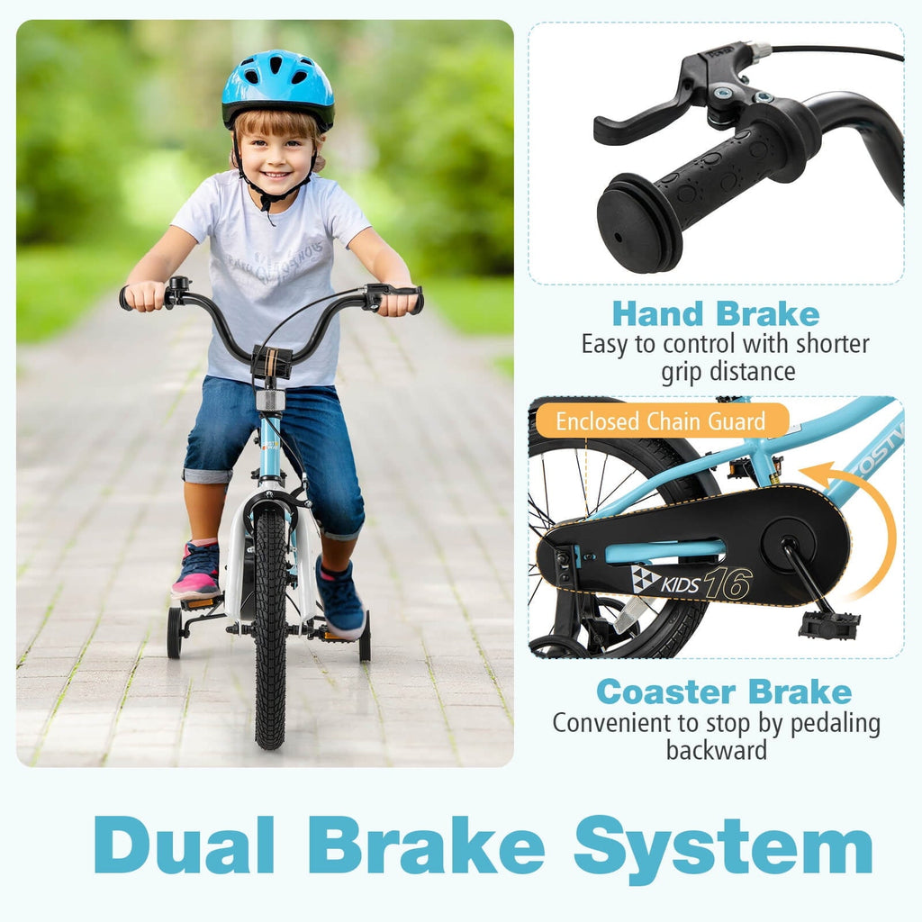 Costway 18 Kids Bike for 4-8 Years Old Boys & Girls with Adjustable Seat Handbrake Reflectors Red