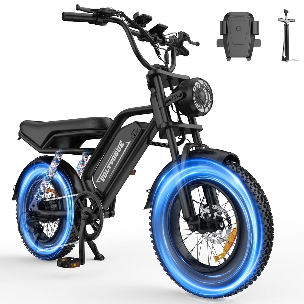 VOLTVOGUE VV-16 Adult Electric Bike, 16 Fat Tire Ebike, 48V 15.6Ah 748Wh Lithium Battery, 750W Motor, Full Suspension All-Terrain E-Bike with App Control, Recommended Age 16+ UL2849