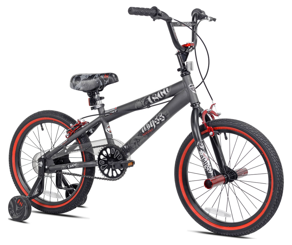18 Kent Bicycle Abyss Freestyle BMX Bicycle, Fits Riders 3'2-4'2, Gray, Child, Unisex