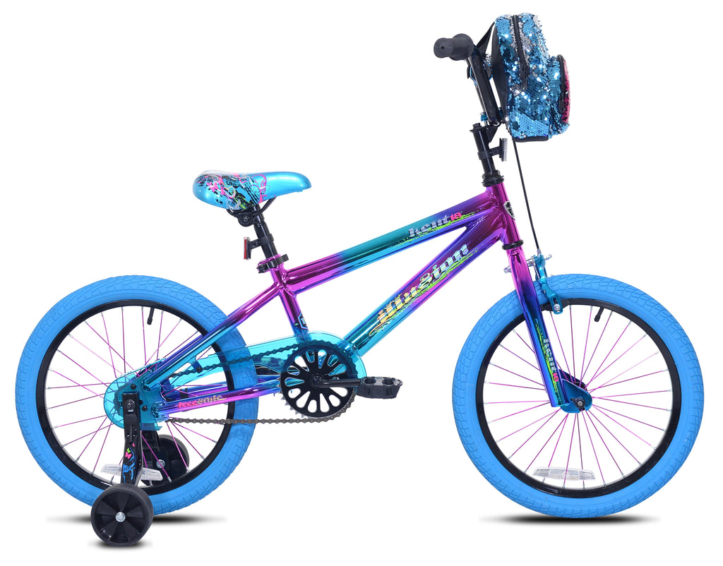 18 Kent Illusion Child Bicycle, 18 Wheels, Child Ages 6-12 Years, Blue/Purple