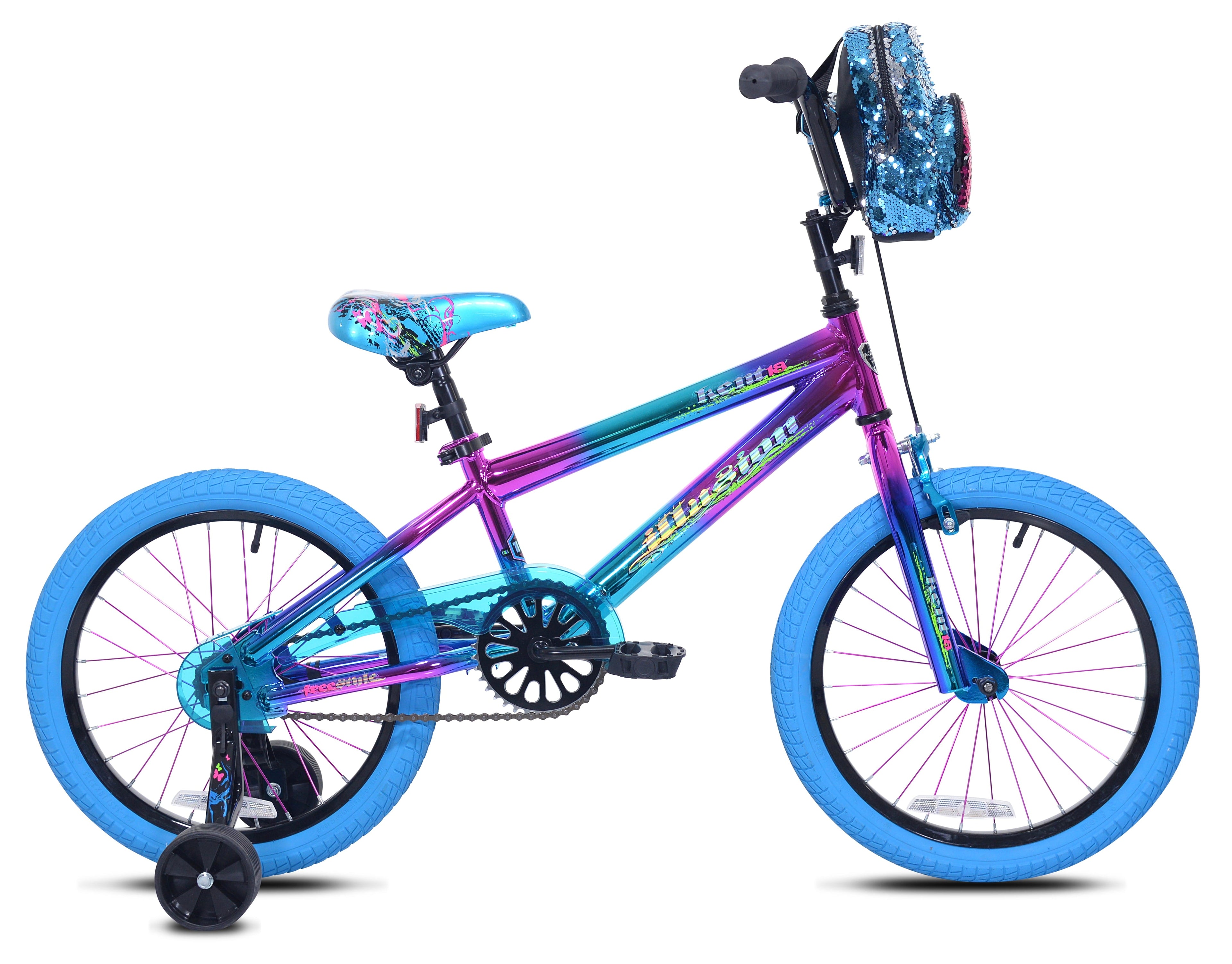 18 Kent Illusion Child Bicycle, 18 Wheels, Child Ages 6-12 Years, Blue/Purple