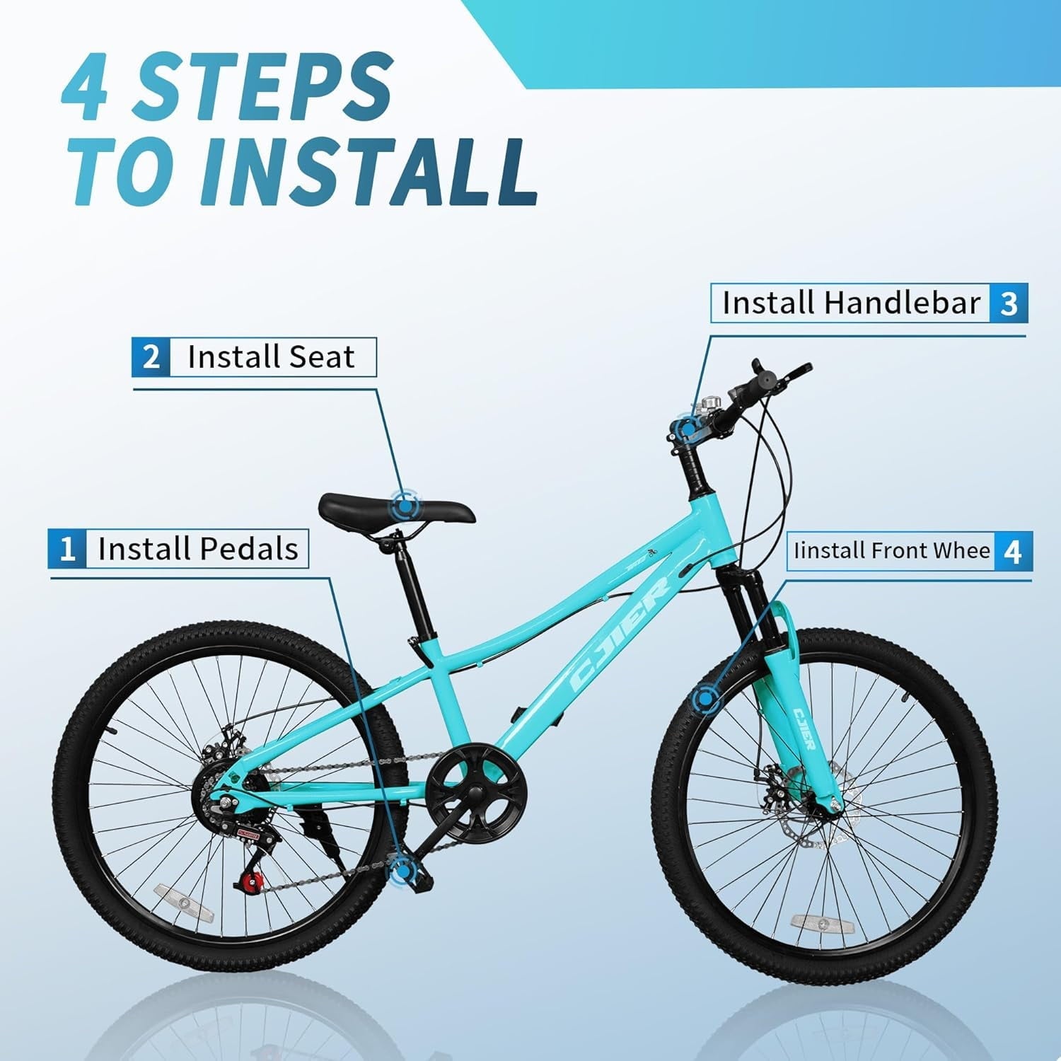 DEYGIA 20 Inch Kids Mountain Bike, Bikes for Boys, 7-Speed with Front Suspension, Dual Disc Brakes & Knobby Tires for Ages 6-14, Multi Color
