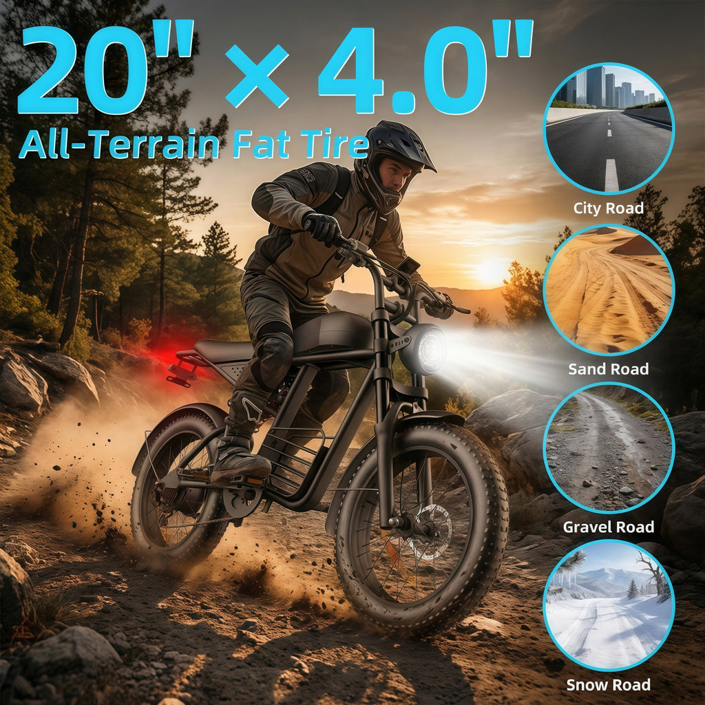 Kvaileqx Electric Bike for Adults, 1500W E-Mountain Bike, 35MPH, 40-60 Miles Range, 48V 20AH, 20 Fat Tire off-road Ebike, UL2849