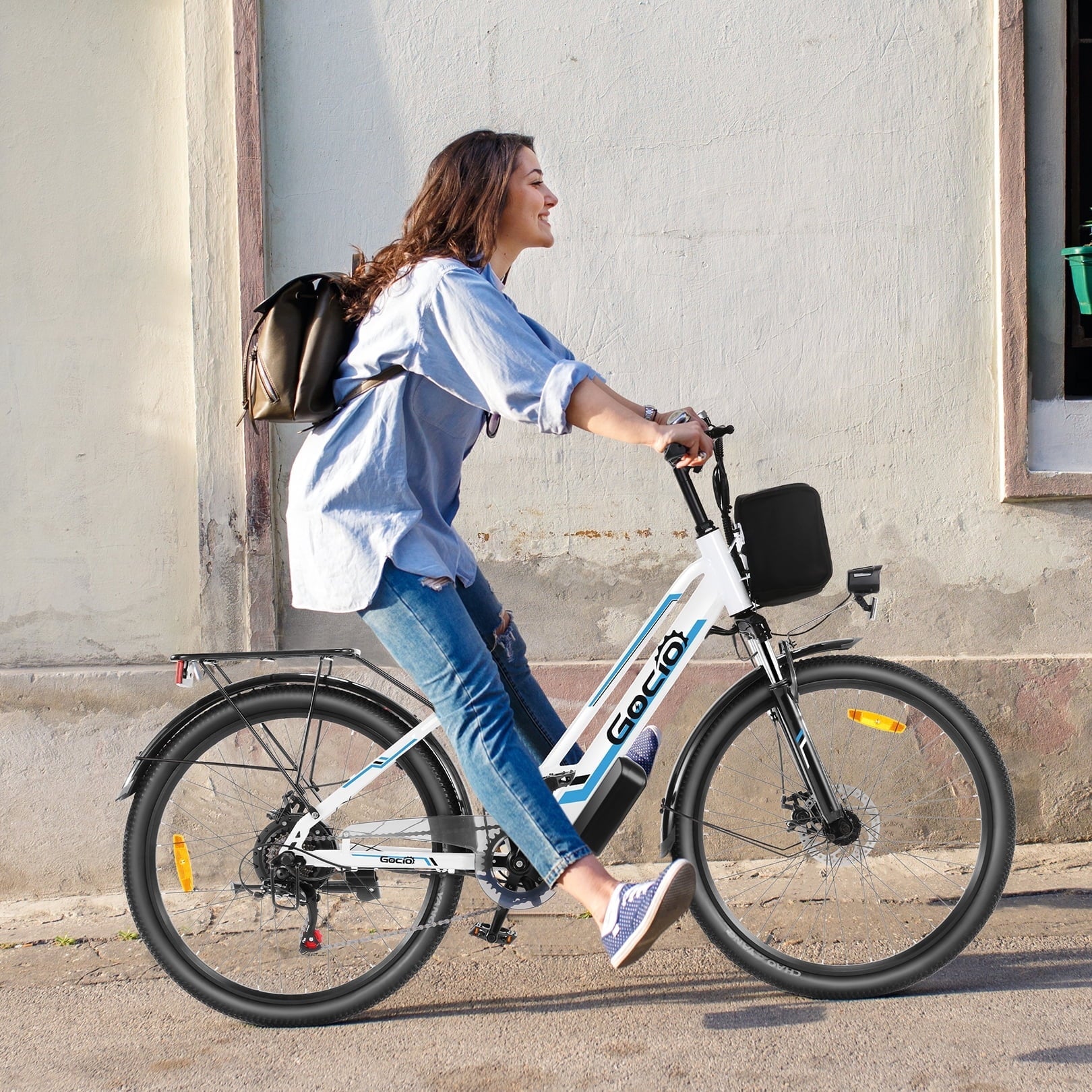 Gocio UL2849 Certified 26 Electric Bike for Adults, 750W Peak Motor, 48V 7.8Ah Battery, 19.8 mph 7-Speed Commuter Ebike with Disc Brakes