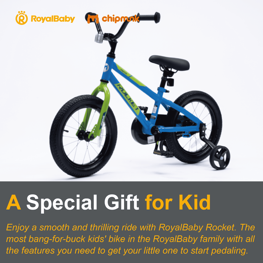 RoyalBaby Rocket Kids 14-Inch BMX Training Wheel Bicycle,Blue