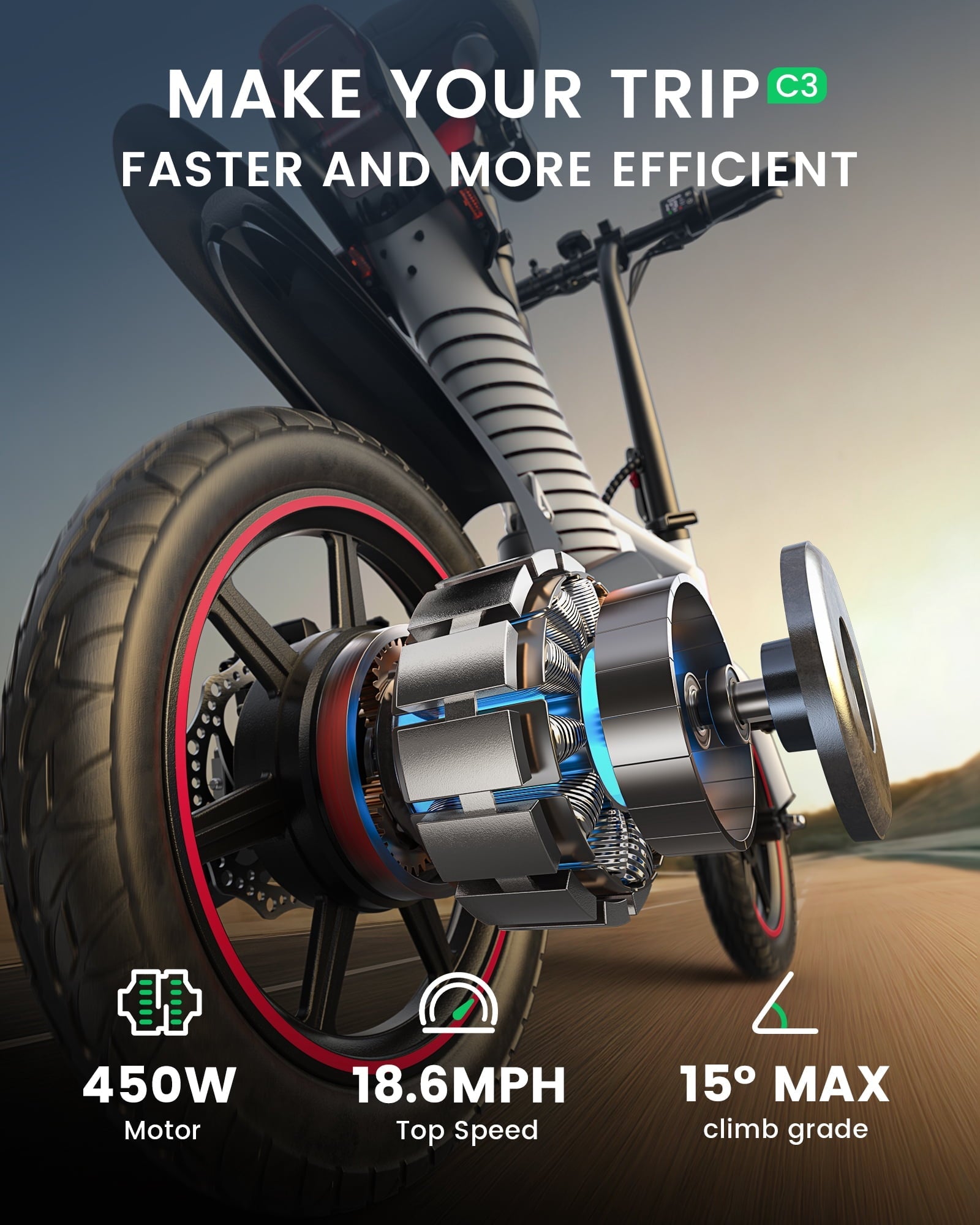 MIHOVER 14 Mini Electric Bike for Adults & Students, 3 Modes 30 Miles Range Rear Suspension,  E-Bike with Phone Holder & Lock, UL2849 Certified-Black