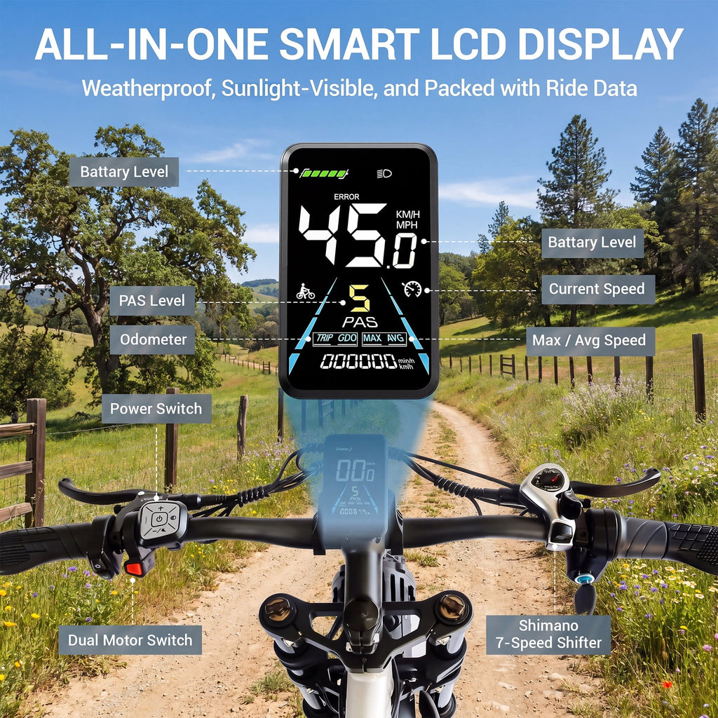 ORLMS 6000W Peak Dual Motor E-Bike, 52V 25Ah Electric Bike, 24 All-Terrain Fat Tire Bicycle, 40 mph High-Speed, Up to 105 mile Range, Hydraulic Brakes, for Off-road & Hunting