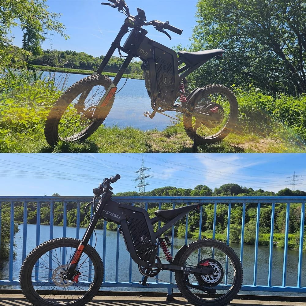 EKXBIKE Peak 6000W X21 Max Electric Bike for Adults,60V 30Ah Battery Off-Road E-Bike,50 MPH Electric Motorcycle,19x2 All Terrain Tires,Dual Suspension Mountain Ebike UL2849