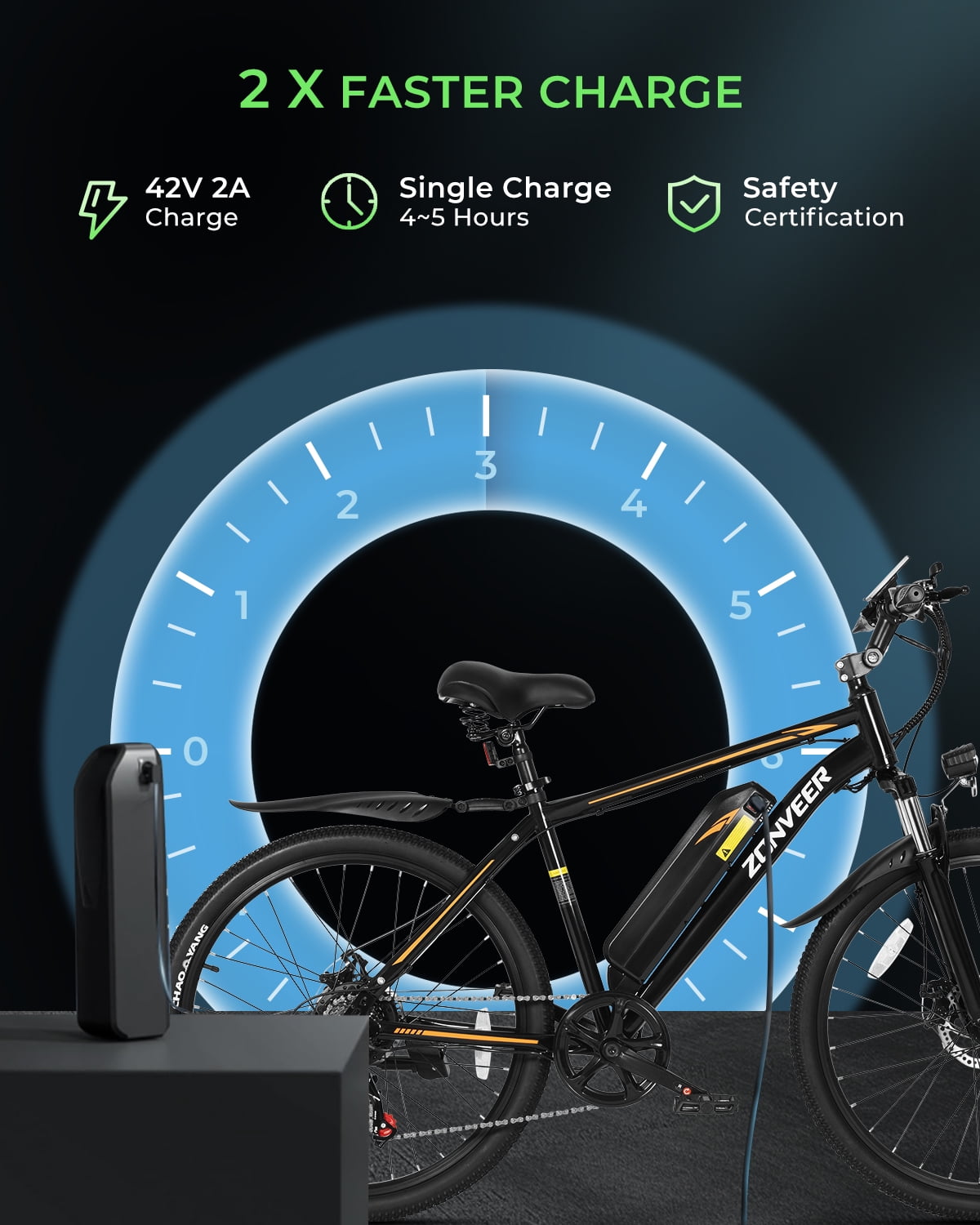 DYU 26 Electric Bike for Adults, 36V/10AH Removable Battery, Peak 750W Brushless Motor, 50 Miles Commuting Range, Front Fork Suspension, Shimano 7 Speed, UL2849