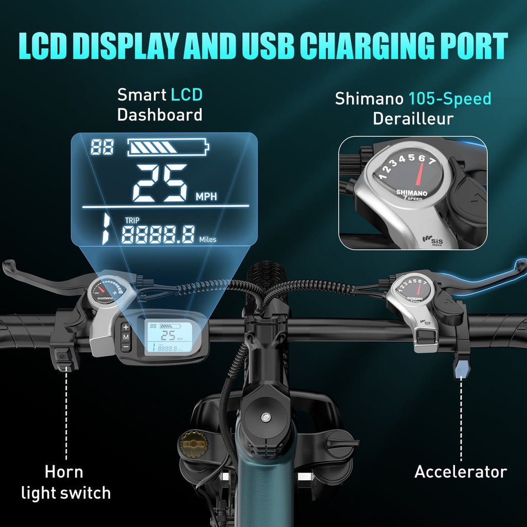 Aairsk 24'' Electric Bike for Adults, 400W E-bicycle, Top Speed 25MPH, 36V 13AH Battery, City Mountain Ebike
