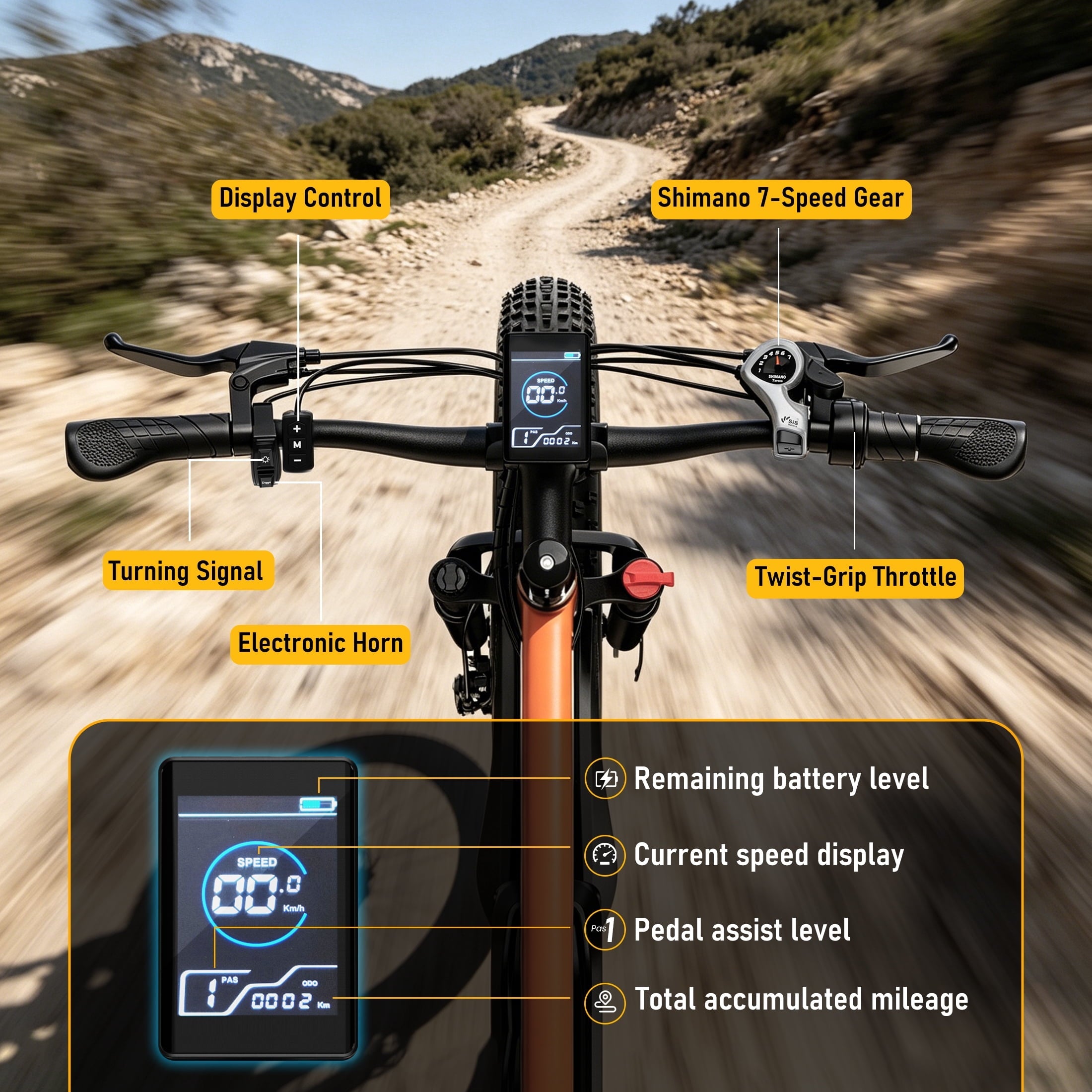 AMYET EB26 Electric Bike for Adults, Peak 1500W 48V 15Ah, 26 Fat Tire Ebike, E-Mountain Bicycle, UL2849