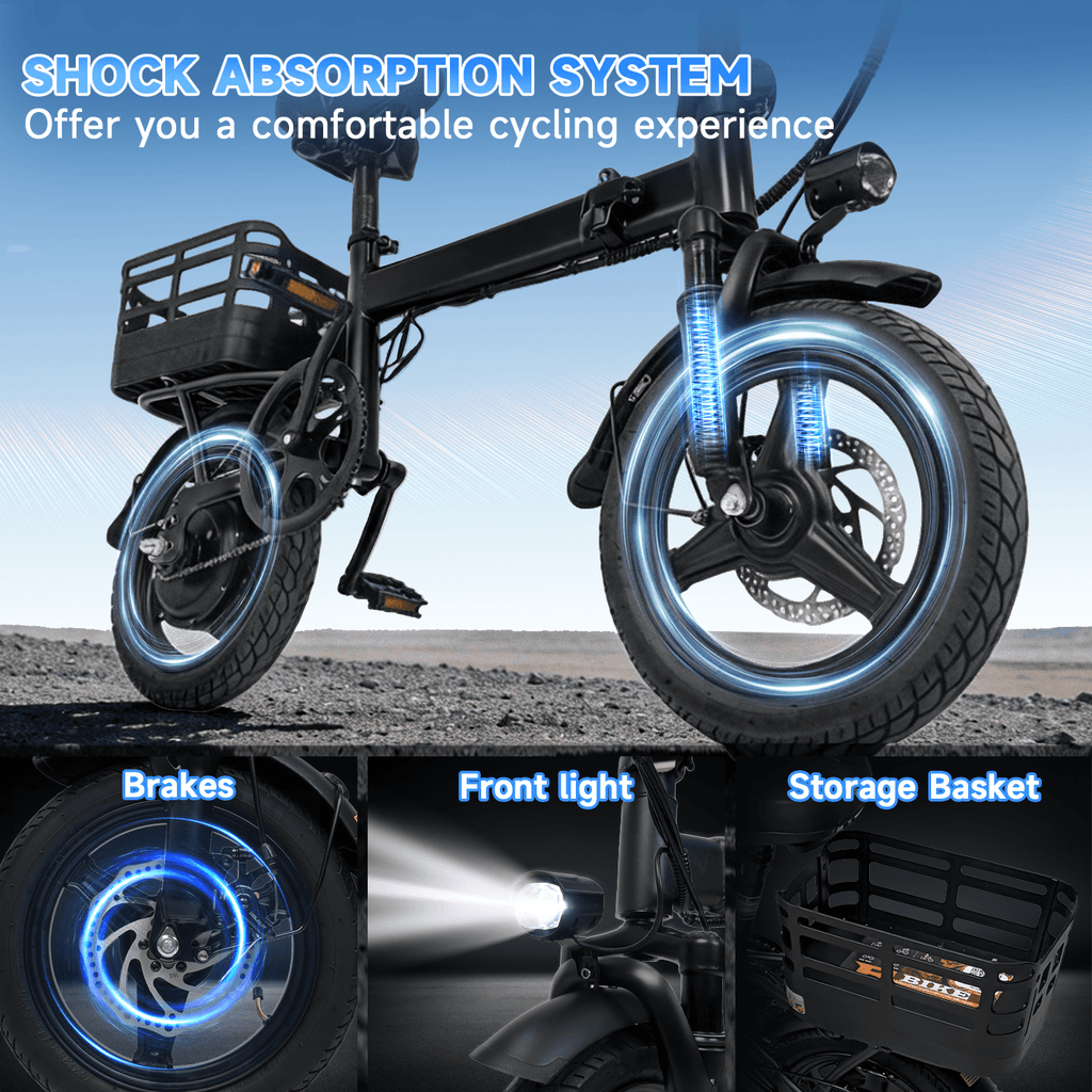 14 Folding Electric Bike for Adults with Basket,500W Peak Motor,20MPH 35 Miles,432Wh Battery,Commuting/Shopping Mini Ebike,UL2849