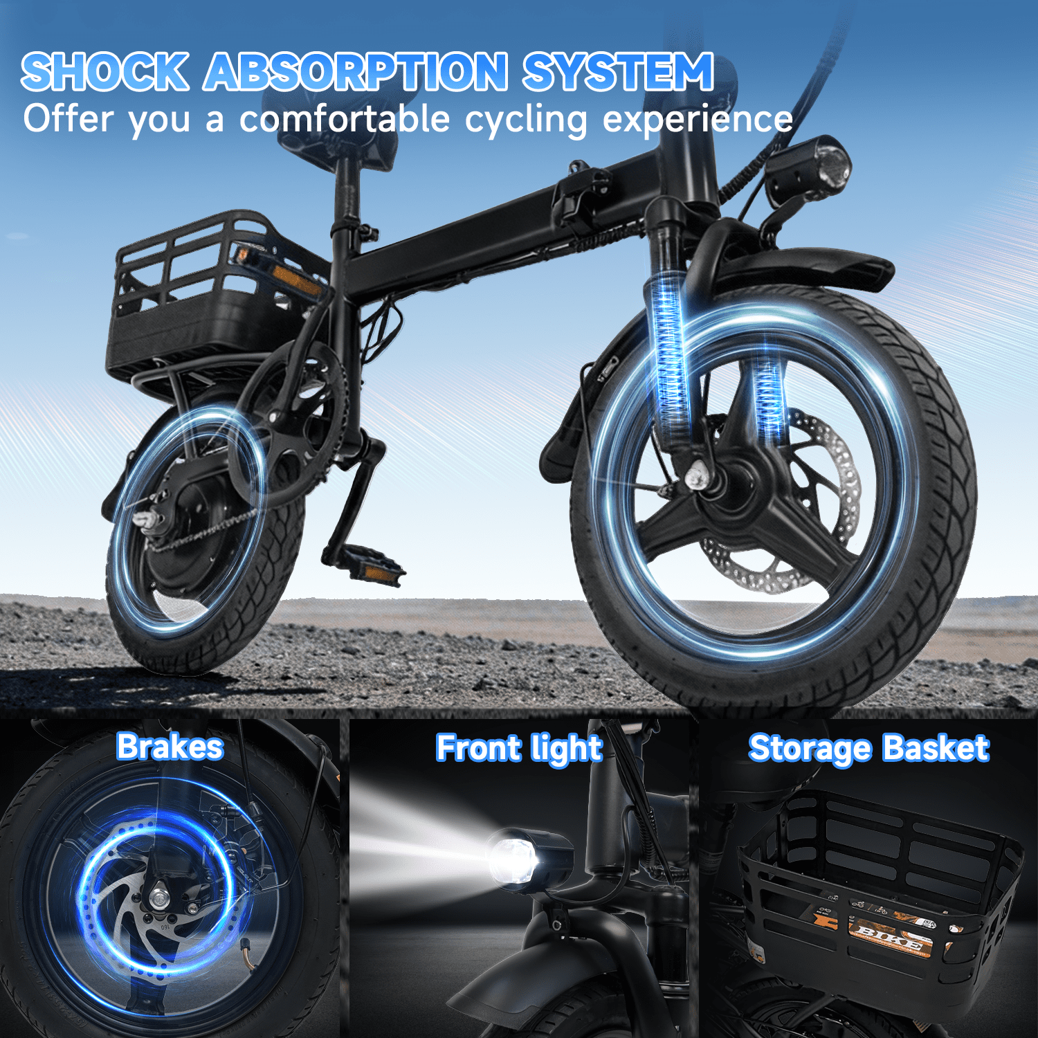14 Folding Electric Bike for Adults with Basket,500W Peak Motor,20MPH 35 Miles,432Wh Battery,Commuting/Shopping Mini Ebike,UL2849