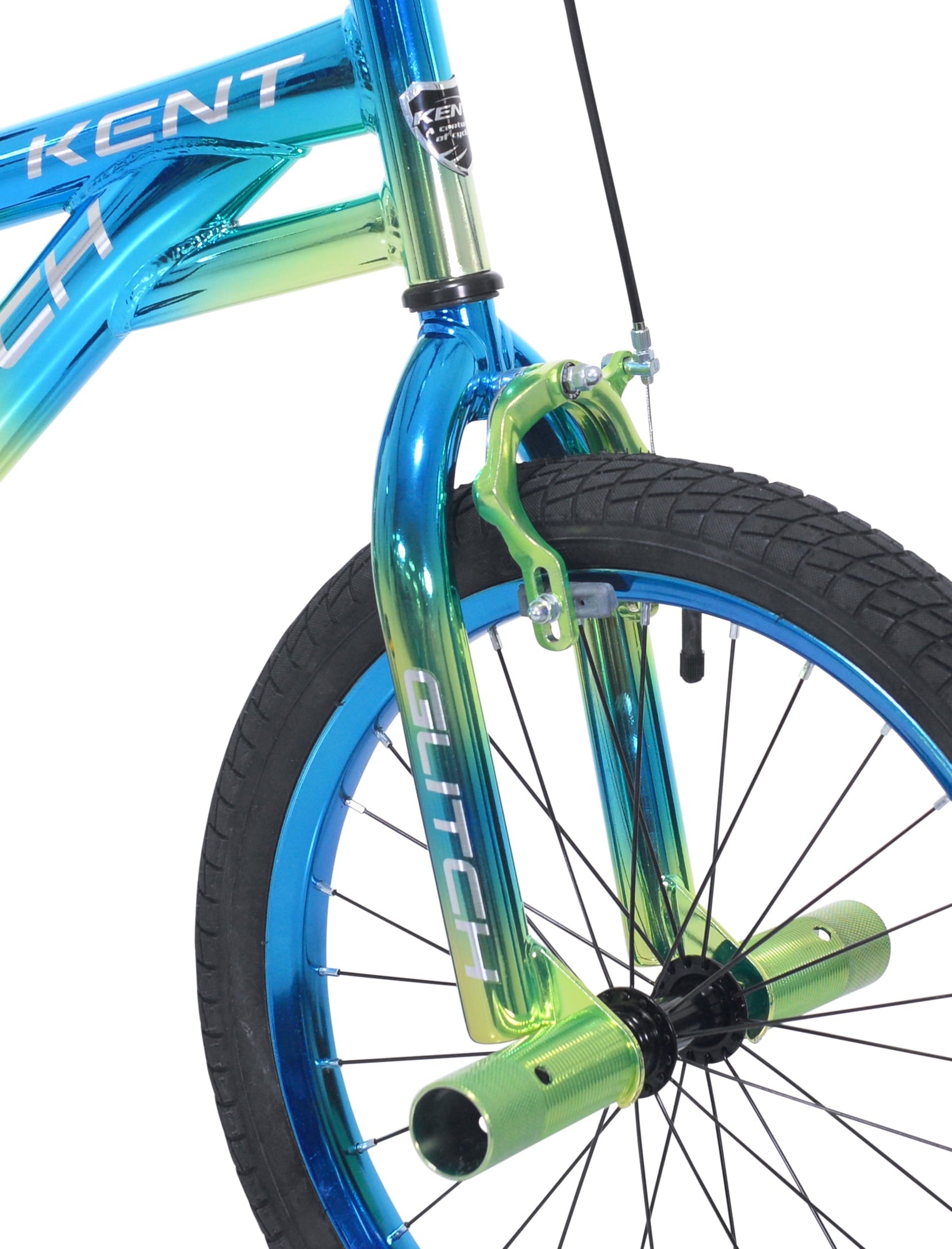 18 Kent Glitch BMX Child Bicycle, 18 Wheels, Kids Ages 6-12 Years, Blue/Green