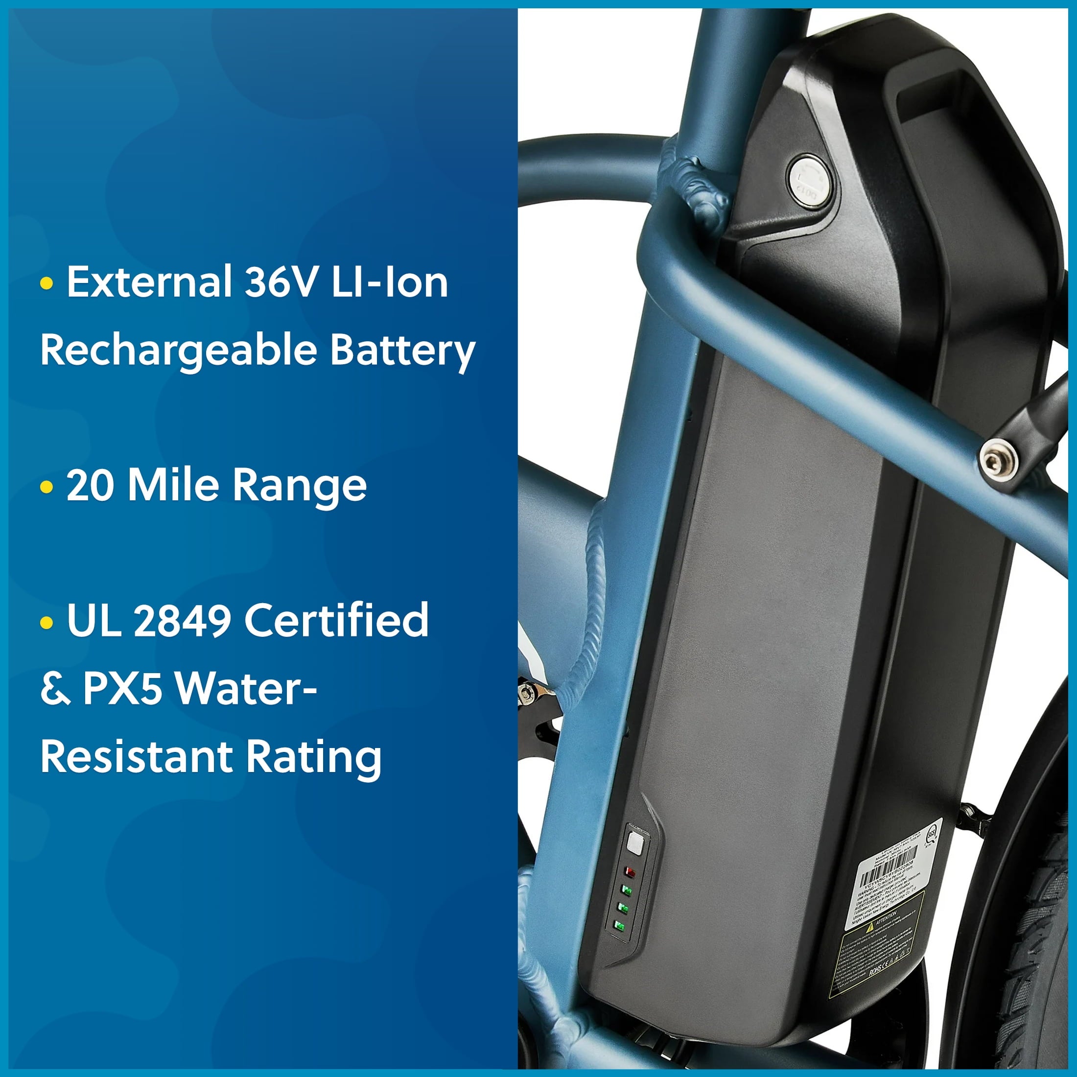 Concord 20 Urbanfold Electric Folding Bike, 36V, Class 2, Blue, Fits Riders 4'11 - 6'2, Adult, Unisex