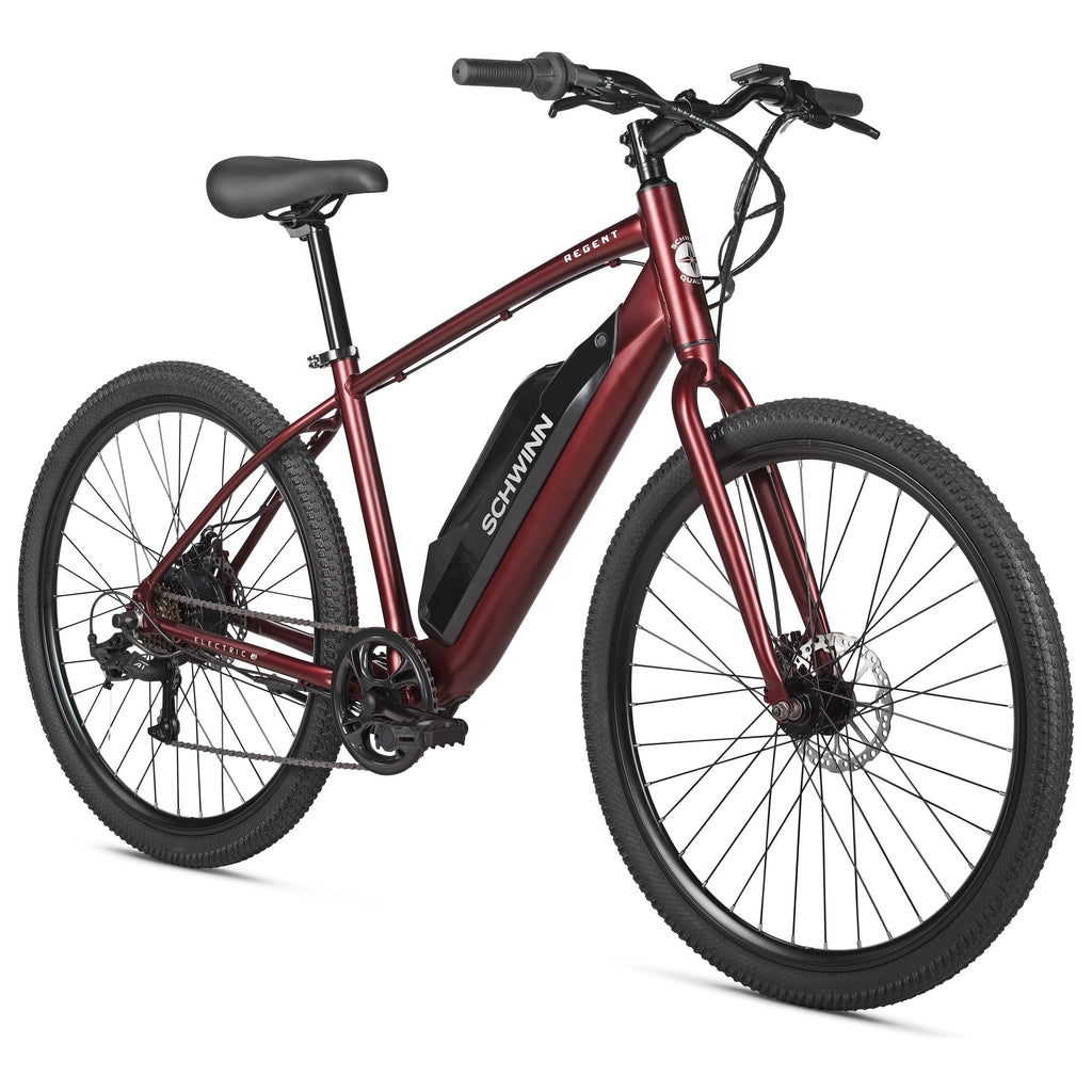 Schwinn Regent Electric Hybrid Bike, 27.5 Inch Wheel, Adult, Unisex, Red