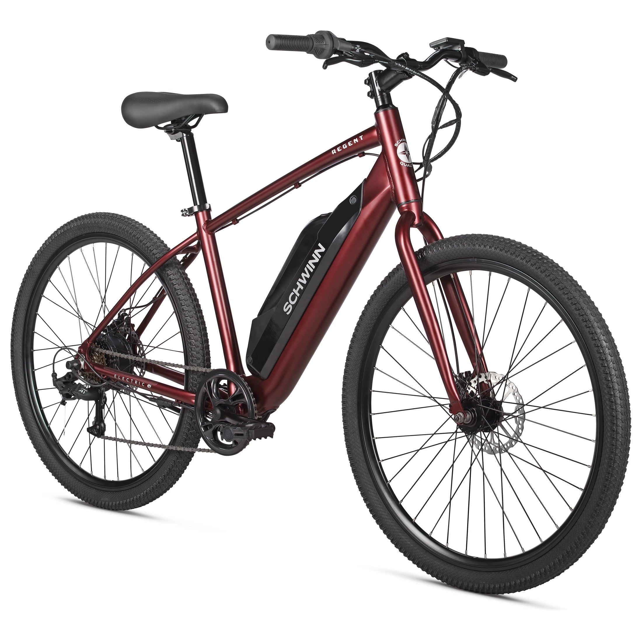 Schwinn Regent Electric Hybrid Bike, 27.5 Inch Wheel, Adult, Unisex, Red