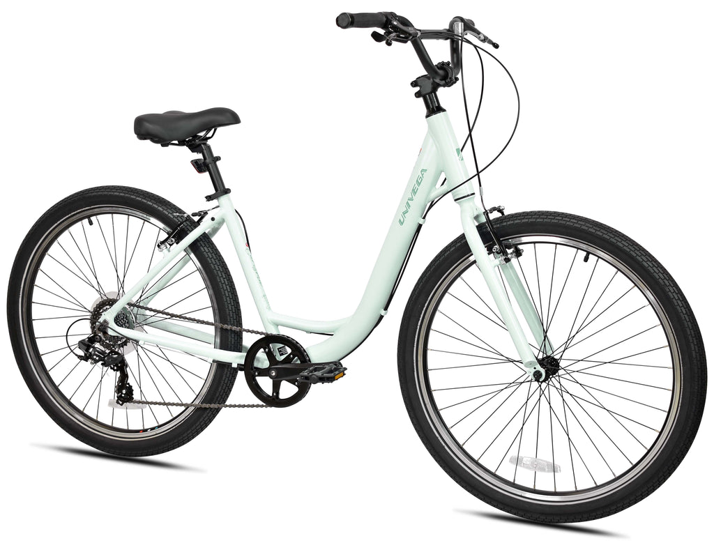 27.5 Univega Carisma Step Thru Comfort Hybrid Adult Bicycle, Fits Rider 5'2 - 5'6, Unisex, Sage Green