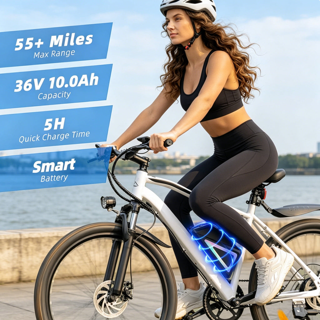 iScooter Electric Bike for Adults 20 Mph, 30+Miles Electric Bicycle,500W Electric Bike with 36V 10.4Ah Battery, 5-Speed, 26 Tires and Front Fork Suspension