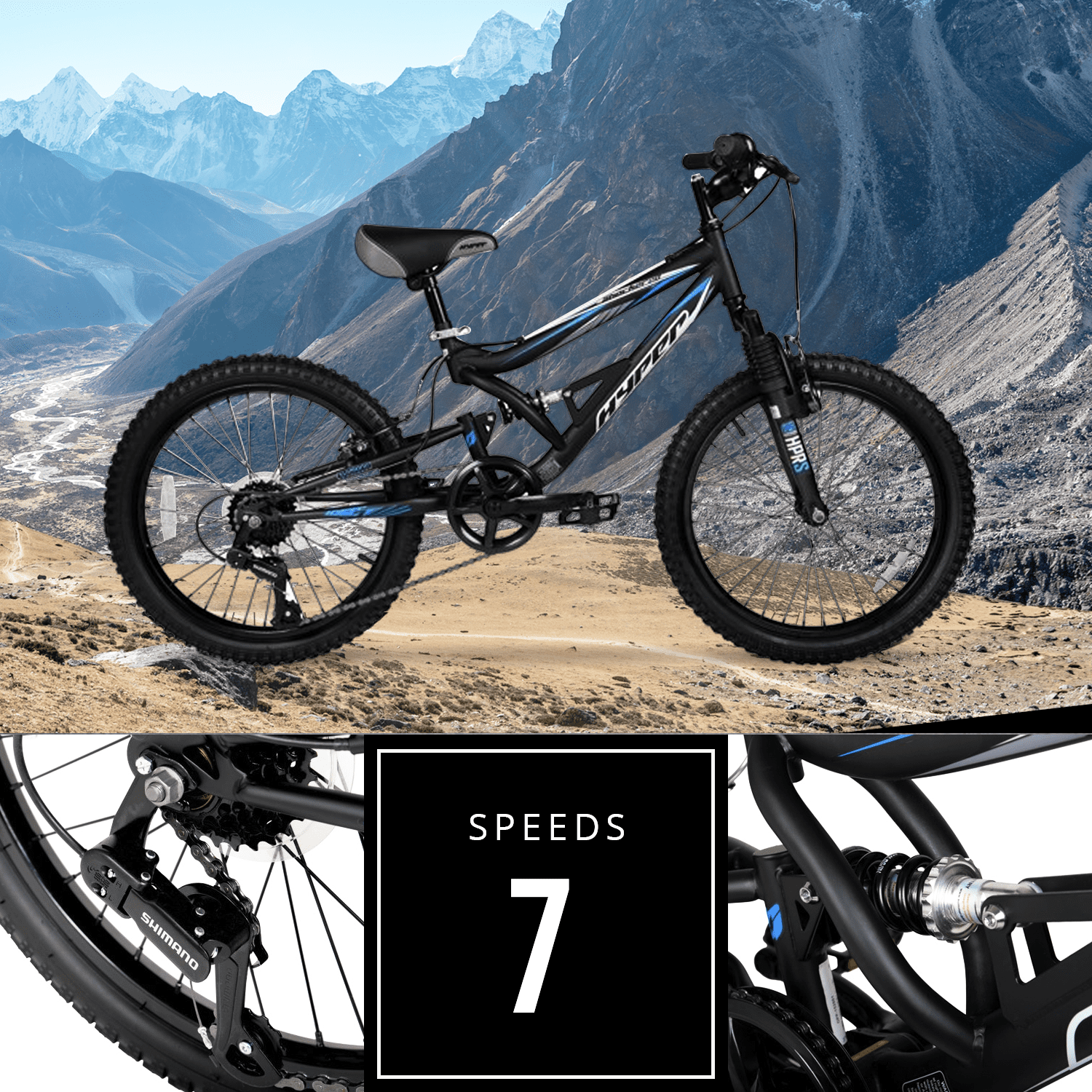 Hyper Bicycles Shocker Mountain Bike, 20 Wheels, Kids Age Group 8-13 Years, Black, Child