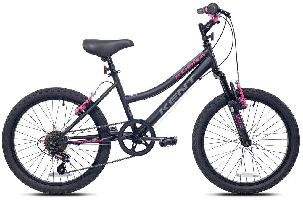 20 Kent Kobra Mountain Bicycle, Fits Rider 4'2 - 5', Black/Pink, Child, Unisex