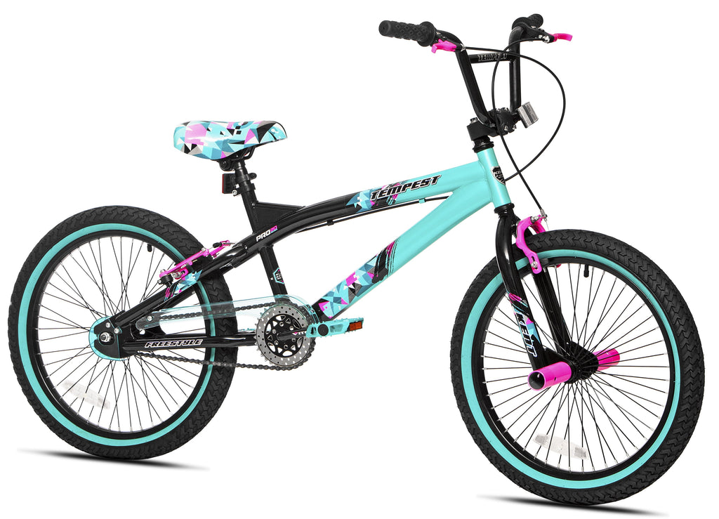 20 Kent Tempest BMX Bicycle, Fits Riders 4'2 - 5', Black/Aqua, Child, Unisex