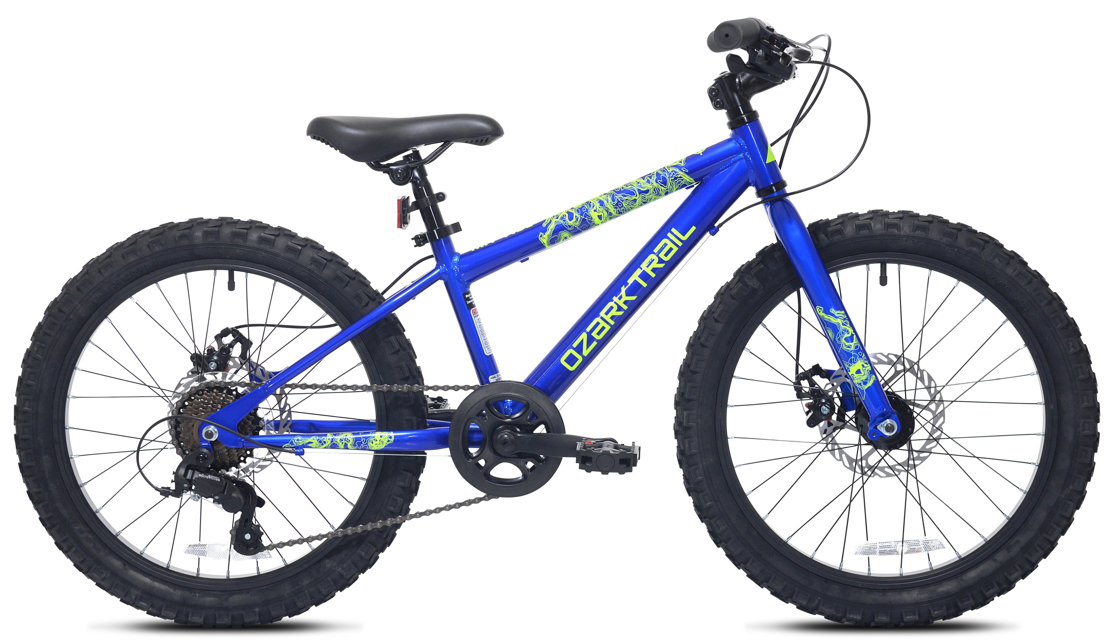 20 Ozark Trail Mountain Bicycle, 7 Speed, Fits Riders 3'11-4'4, Child, Unisex, Blue