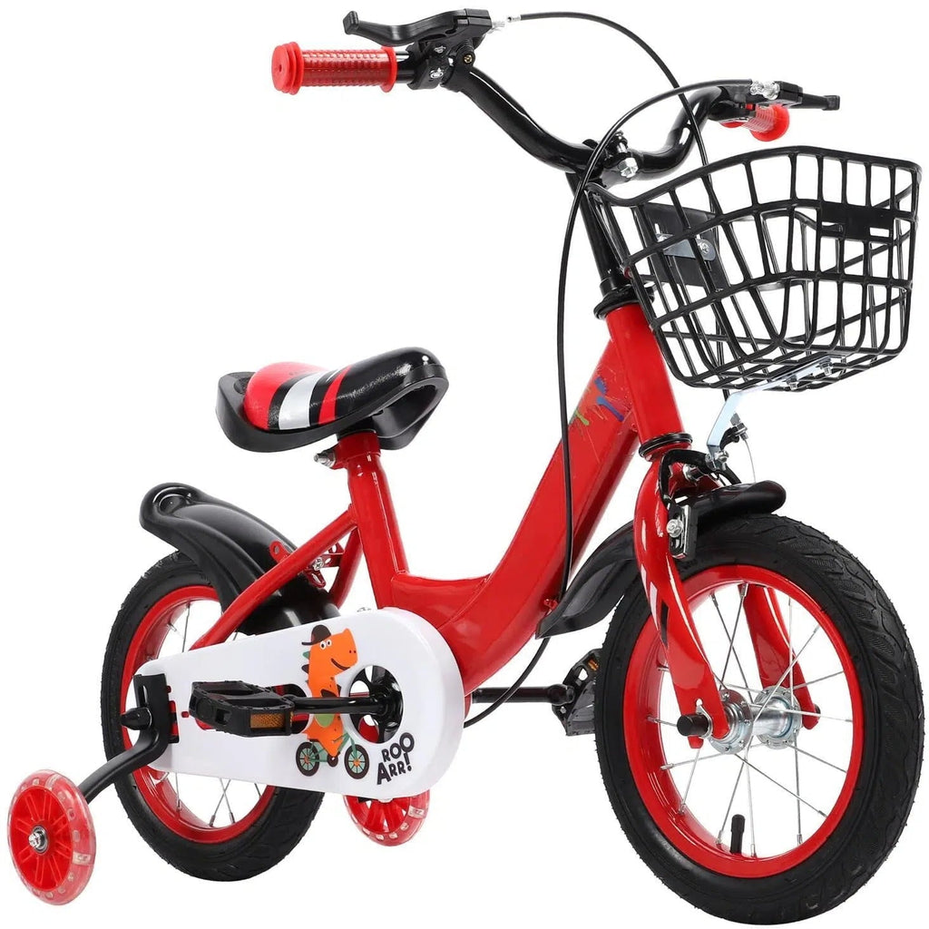 12 inch Kids Bike with Training Wheels, Children Bike with Adjustable Handlebar, Kids Bicycle for Boys Girls Toddlers Age 3-5, 2-in-1 Red Toddler Bike