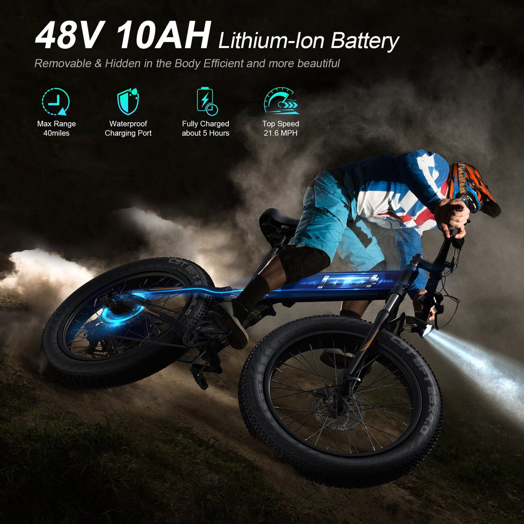 TotGuard 26x4 Electric Bike, Fat Tire 500W Ebike, Foldable Electric Bicycles E Bikes for Adults Electric 48V 10Ah Battery, Dual Shock Absorber, Lockable Fork UL2849