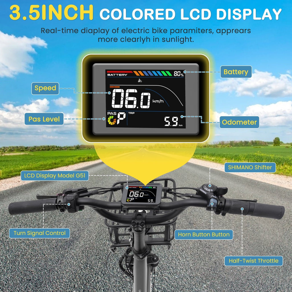 MOONCOOL TK Pro Foldable Electric Tricycle W/ Rearview mirror accessory Kit, 1500W Motor 48V 20Ah Battery, 20 Fat Tire Three Wheel 6-Speed Electric Mountain Bicycle for Adults