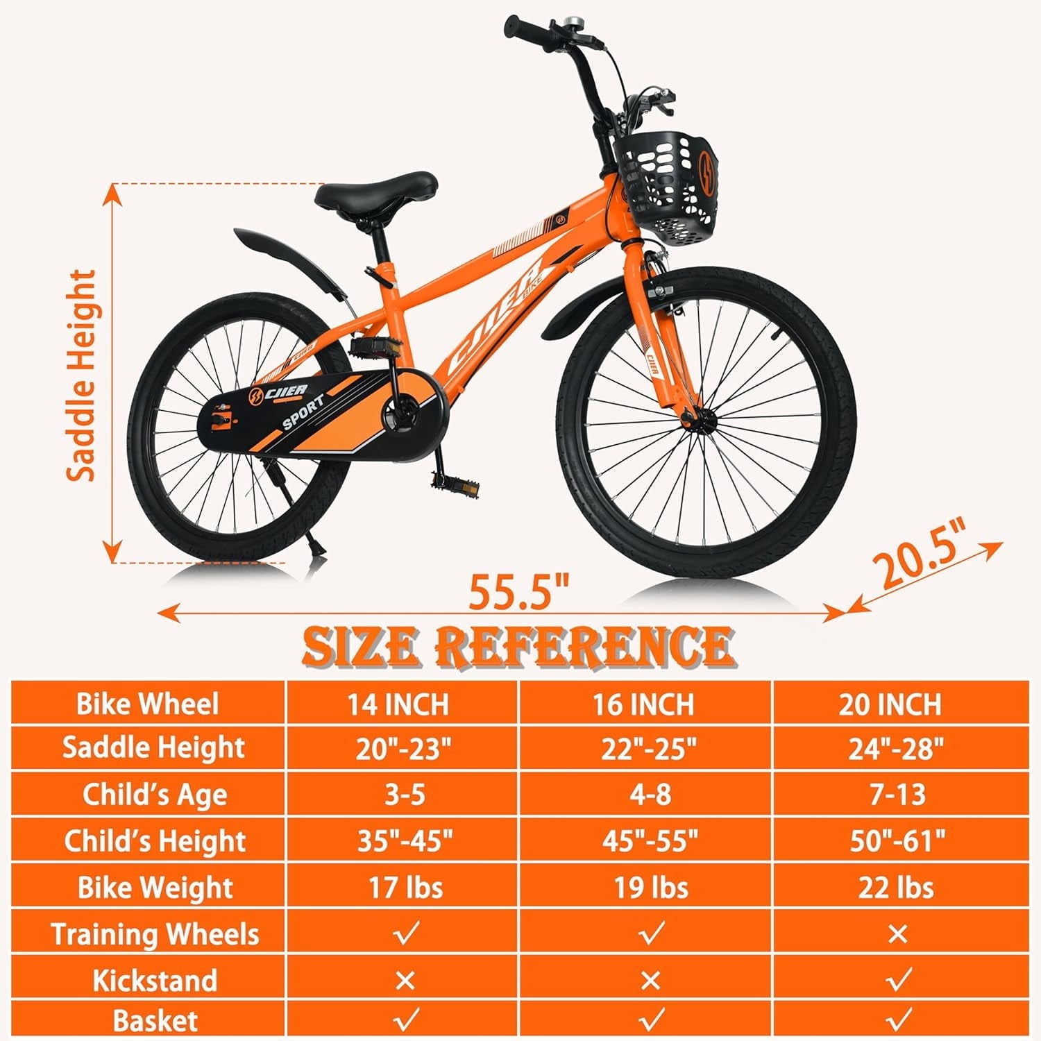 14 Kids Bikes for Girls and Boys, DEYGIA Kids' Bicycles with Training Wheels, Ages 3-5 Years