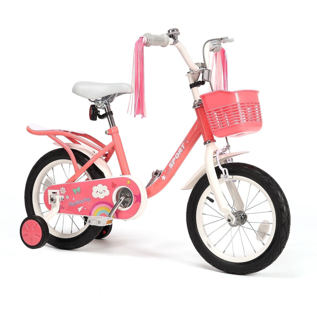 Naipo 12 Inch Kids Bike Boys Girls, Kid's Bikes with Training Wheels, Children Bicycle for Kids and Toddler Gift, Pink