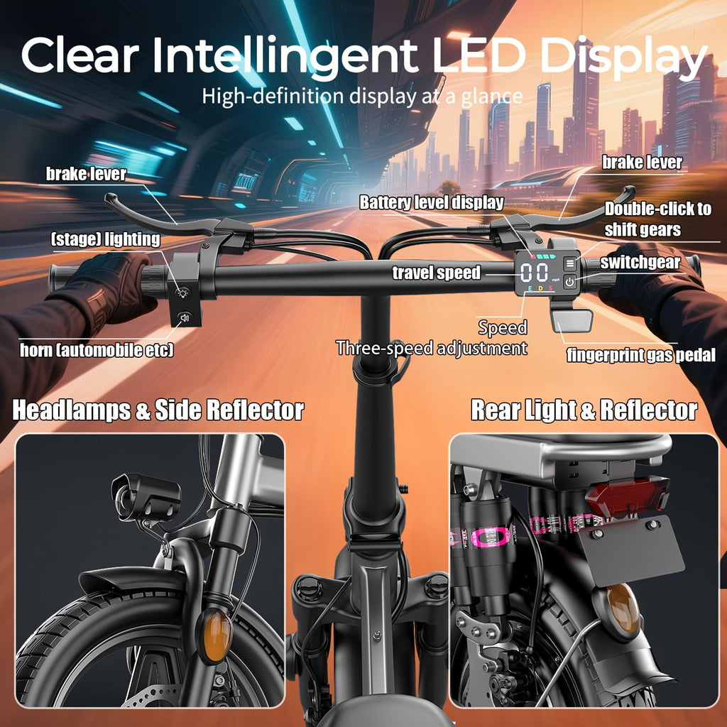 ASKGO F9 Adult Folding Electric Bike, 1200W 25 MPH 25 Miles, 48V 13Ah Removable Battery, Meets Daily Commuting,Going Out and Playing,Give the best gift,Folding Ebike for Adult with Two Seats .UL2849