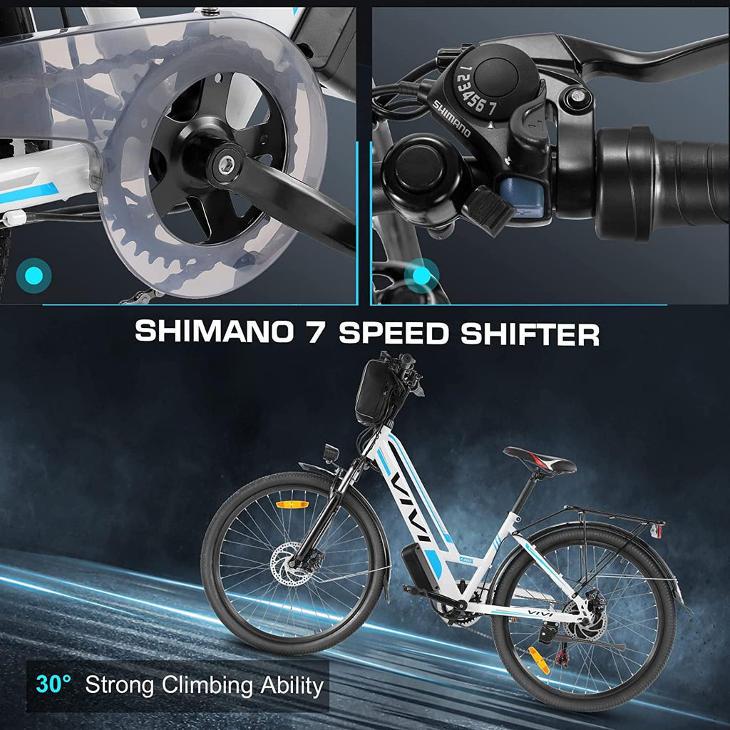 Vivi Electric Bike 26 City Commuter Electric Bike 48V 500W Step-Through Electric Bike 19.8MPH Electric Cruiser Bike Beach Bike with Cruise Control, UL2849 Certified