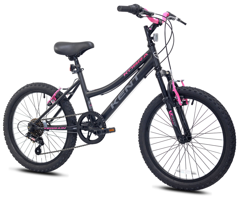 20 Kent Kobra Mountain Bicycle, Fits Rider 4'2 - 5', Black/Pink, Child, Unisex