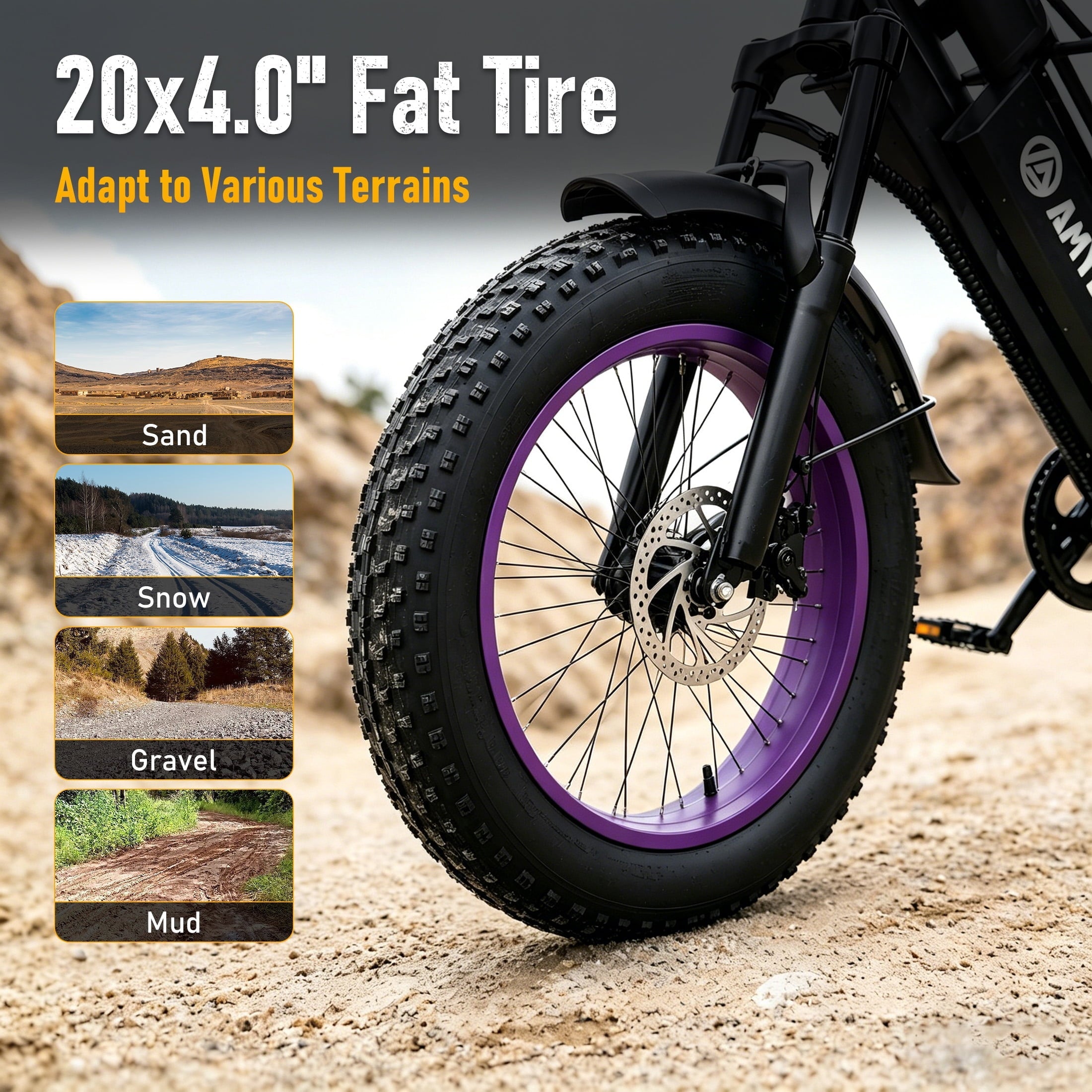 AMYET G60 Electric Bike for Adults, 1000W Peak 1500W, 48V 20Ah, 20x4 Fat Tire E Mountain Bike, UL2849