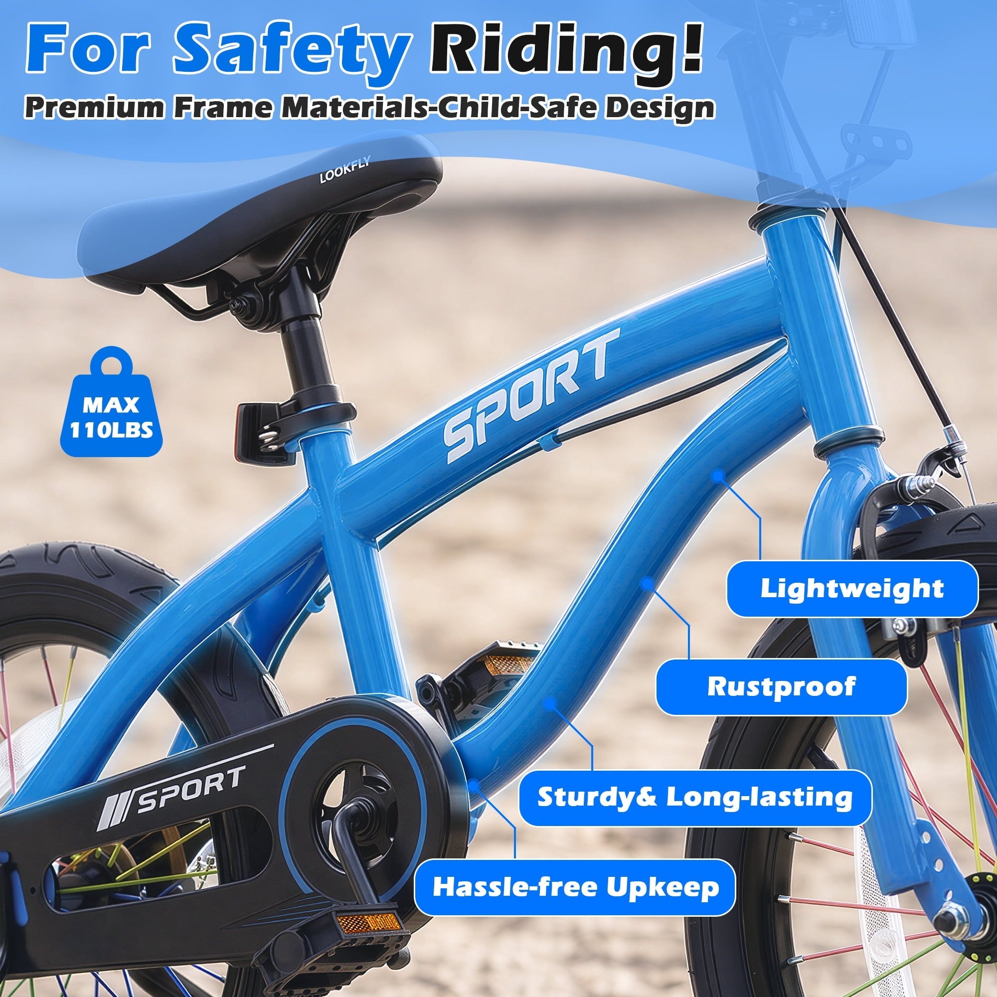Enjoyrun 16 Kids Bike,Bike for Boys and Girls with Training Wheels,Children's Bicycles for Ages 5–8,Blue